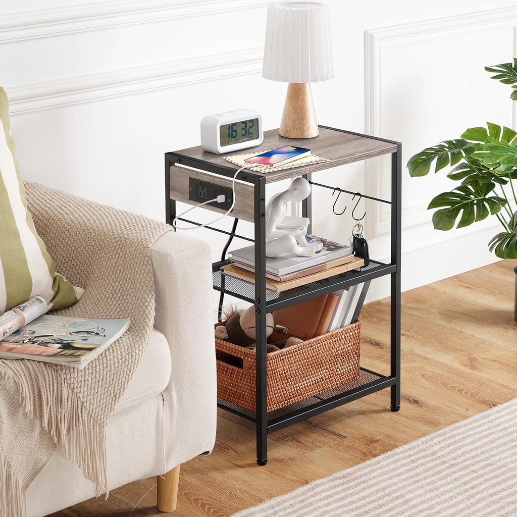 3-Tier Mobile Printer Stand with Power & USB Ports