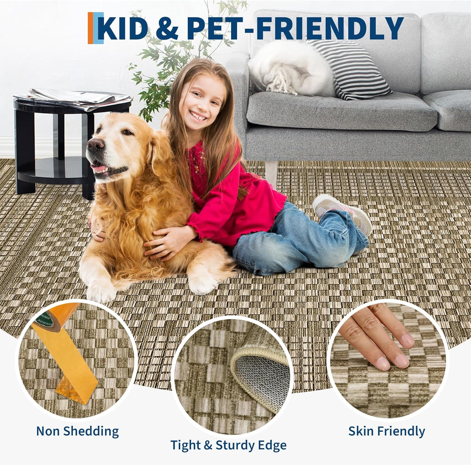 2x6 Checkered Runner Rug - Soft & Non-Slip