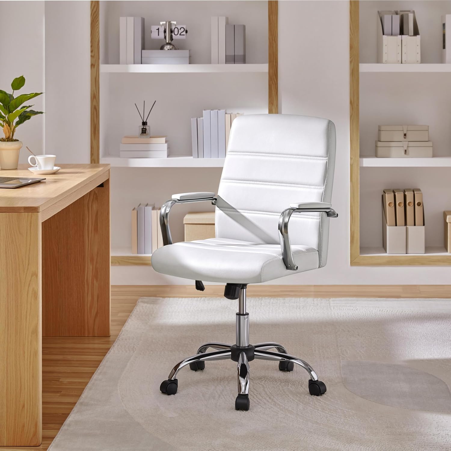 Office Desk Chair with Lumbar Support, White