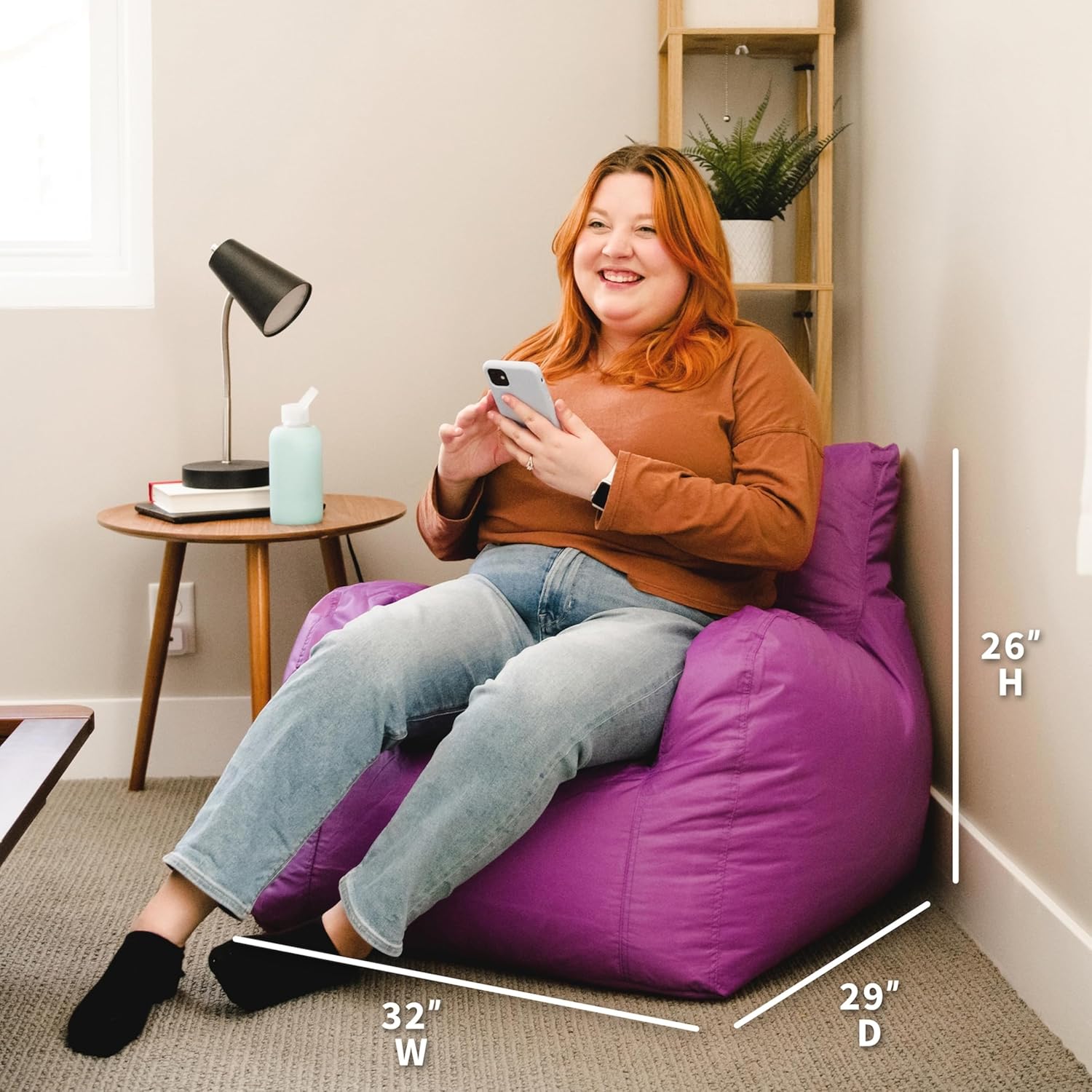 Big Joe Bean Bag Chair with Drink Holder & Pocket