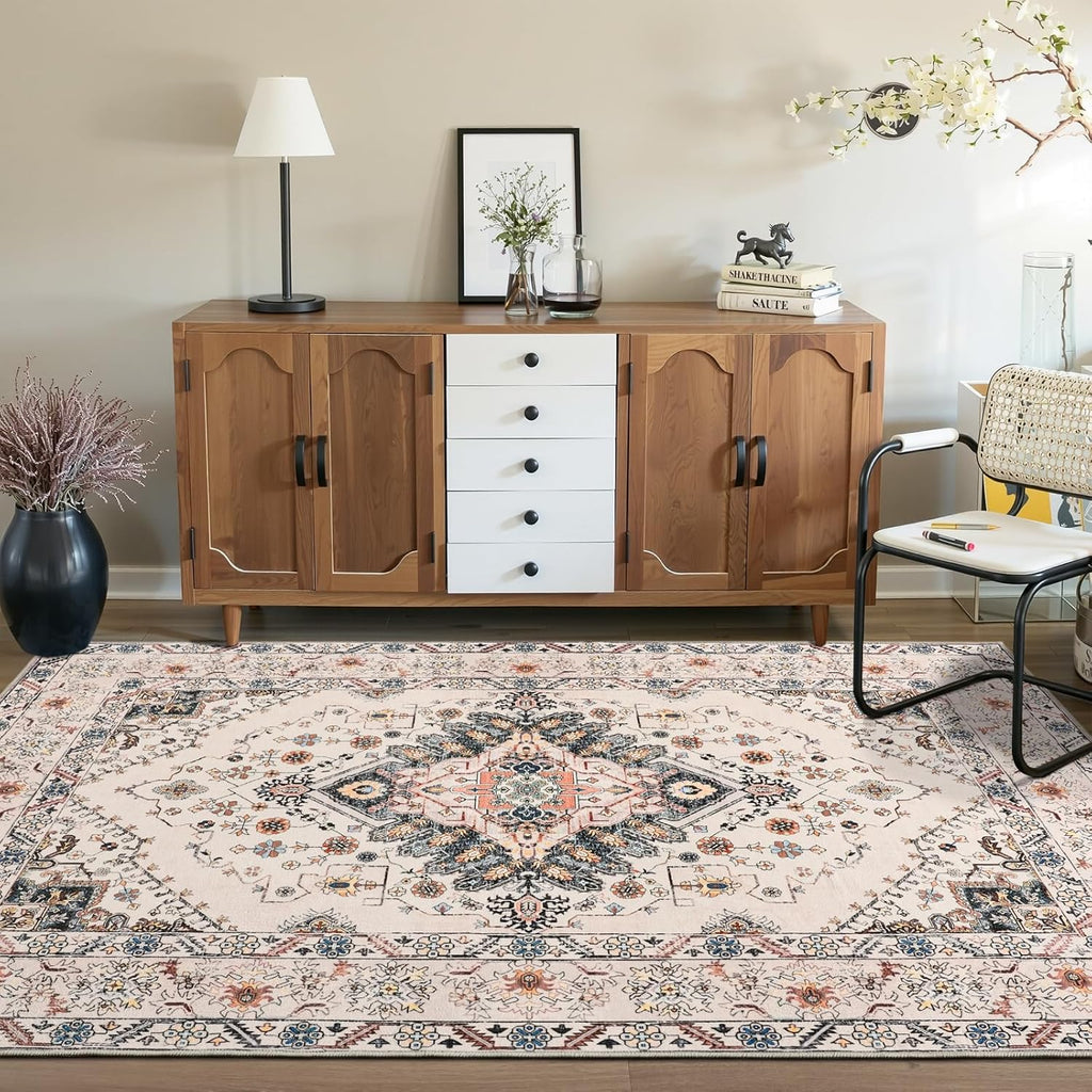 Vintage 5x8 Beige Area Rug - Large