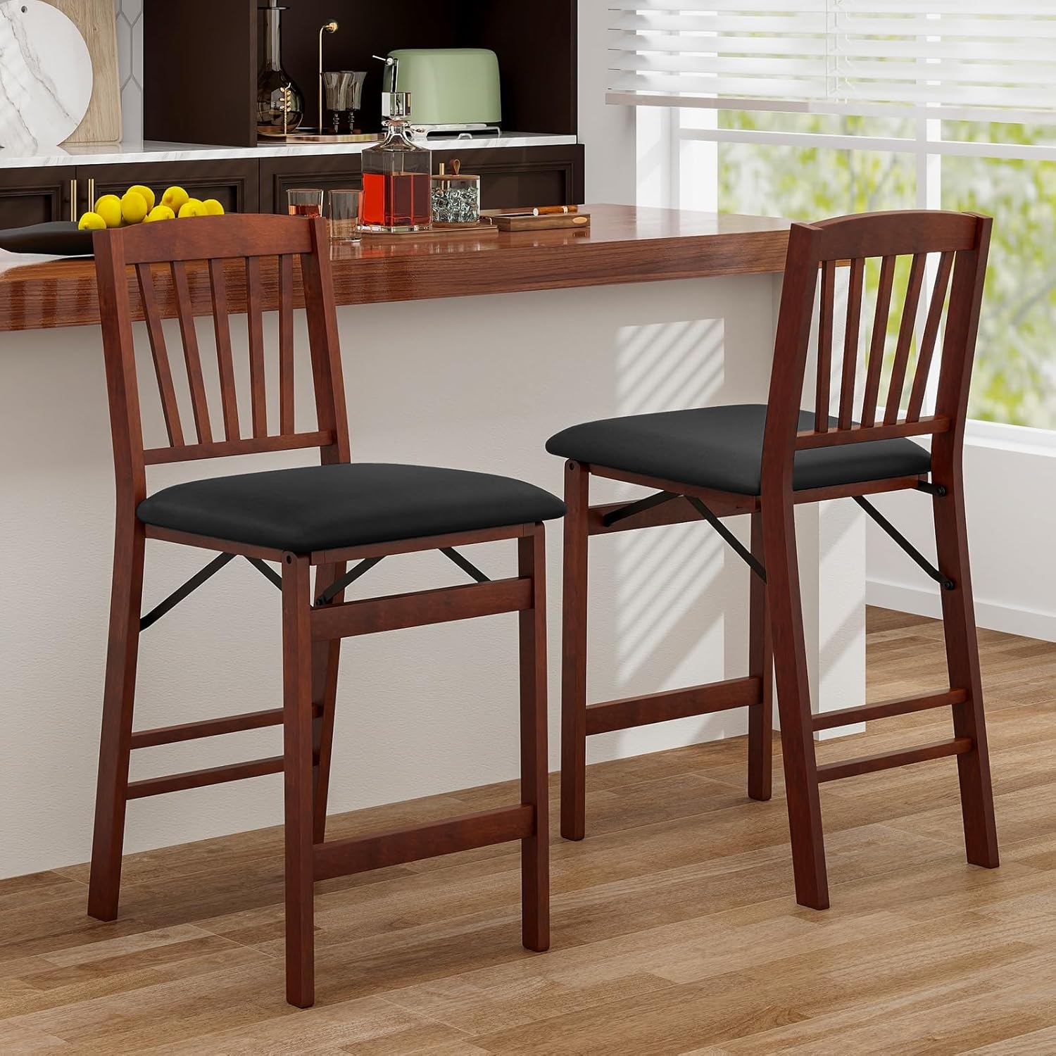 Set of 4 Folding Counter Height Bar Stools 24.5"