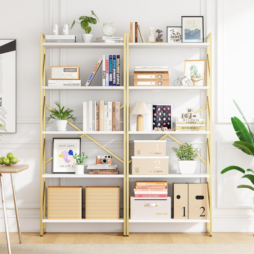 5-Tier Rustic Brown Bookshelf