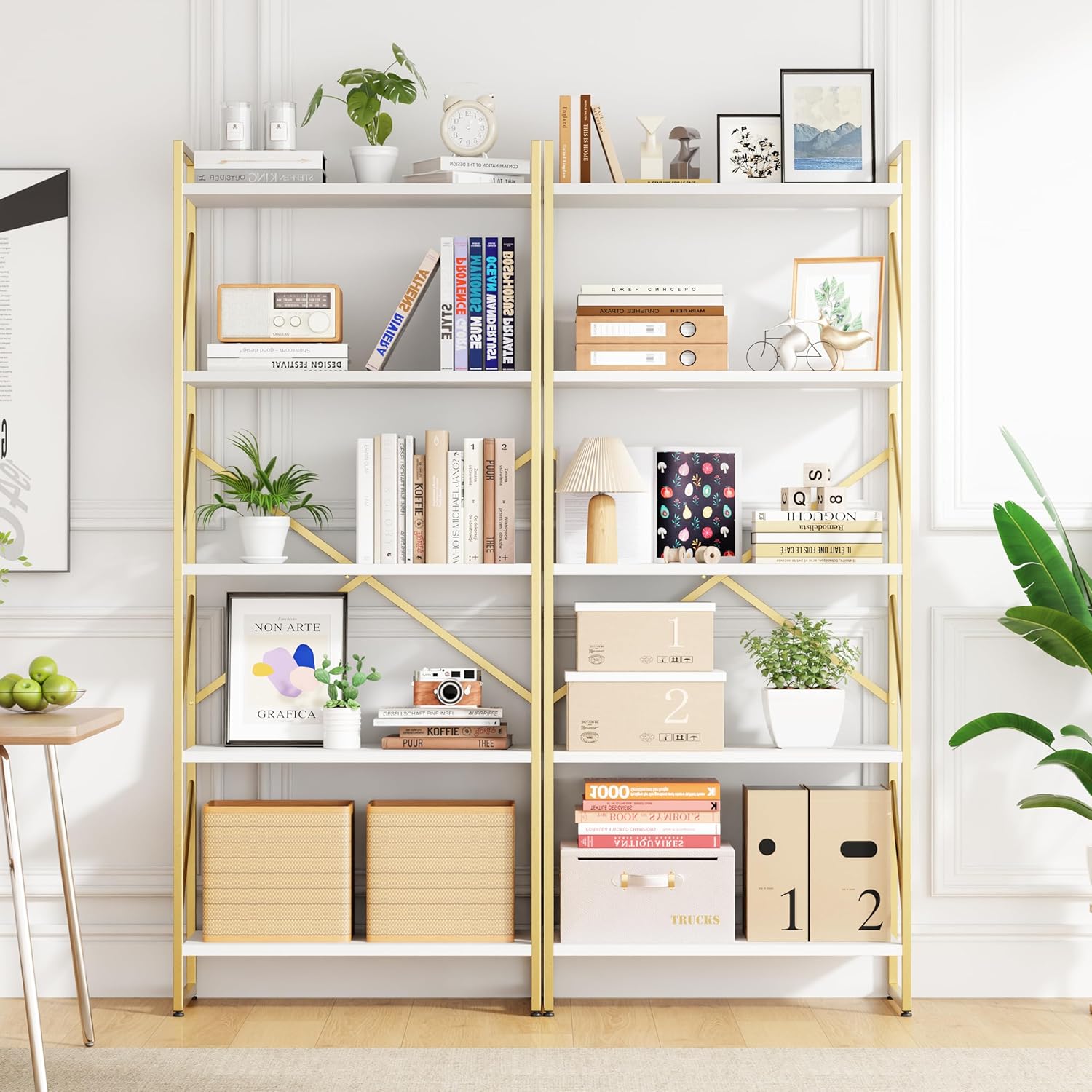 5-Tier Rustic Brown Bookshelf