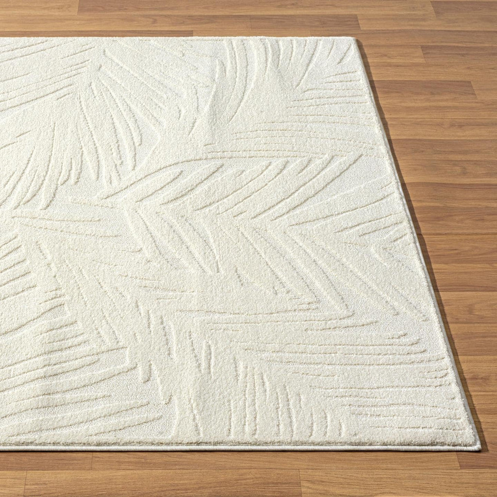 4x5 Cream Floral Palm Leaf Area Rug
