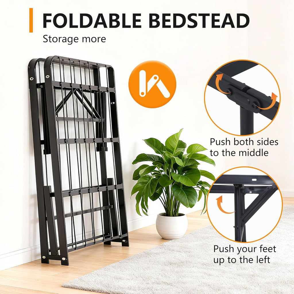 Twin Metal Bed Frame with Under-Bed Storage
