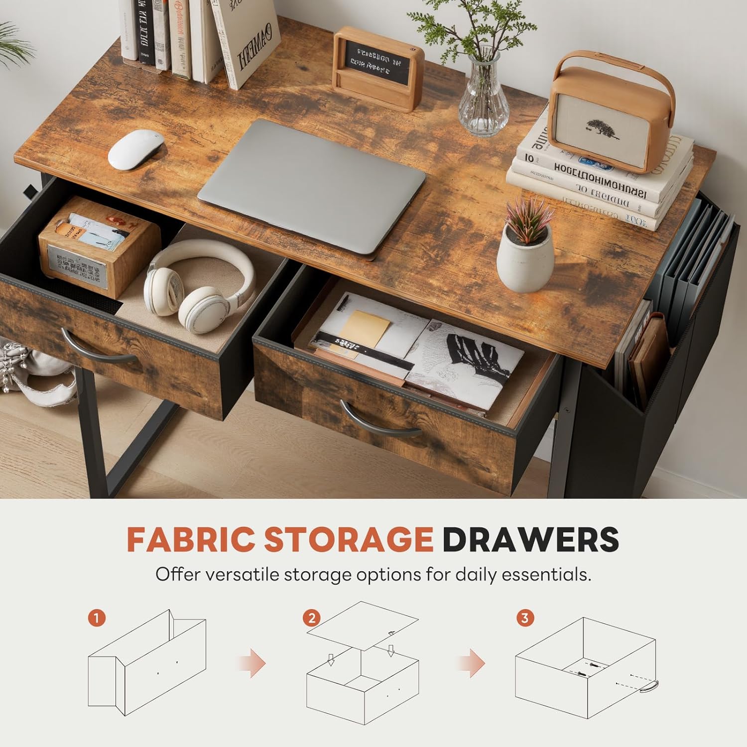 32" Home Office Desk with Drawers & Storage