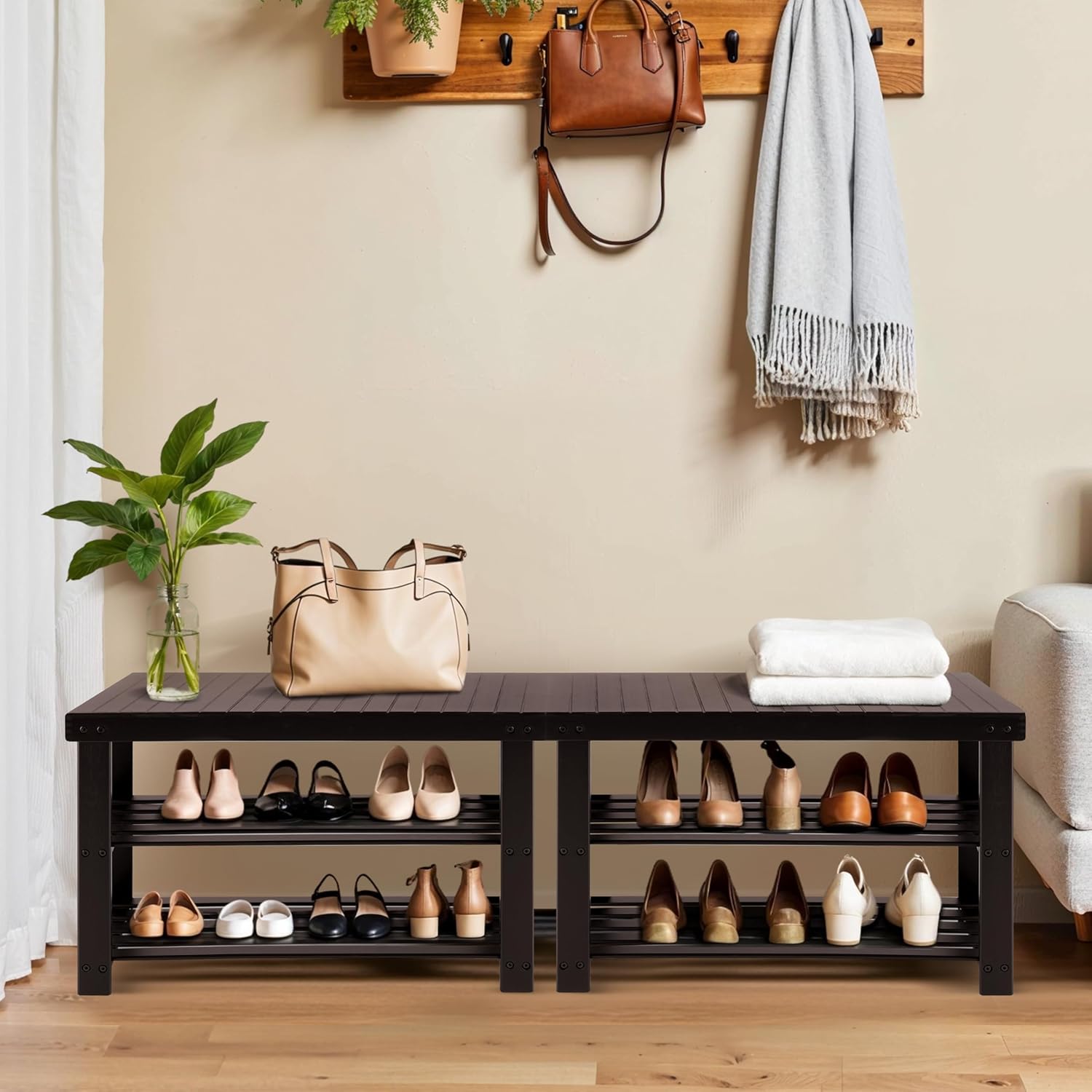 3-Tier Bamboo Shoe Rack Bench 11.3"x27.6"