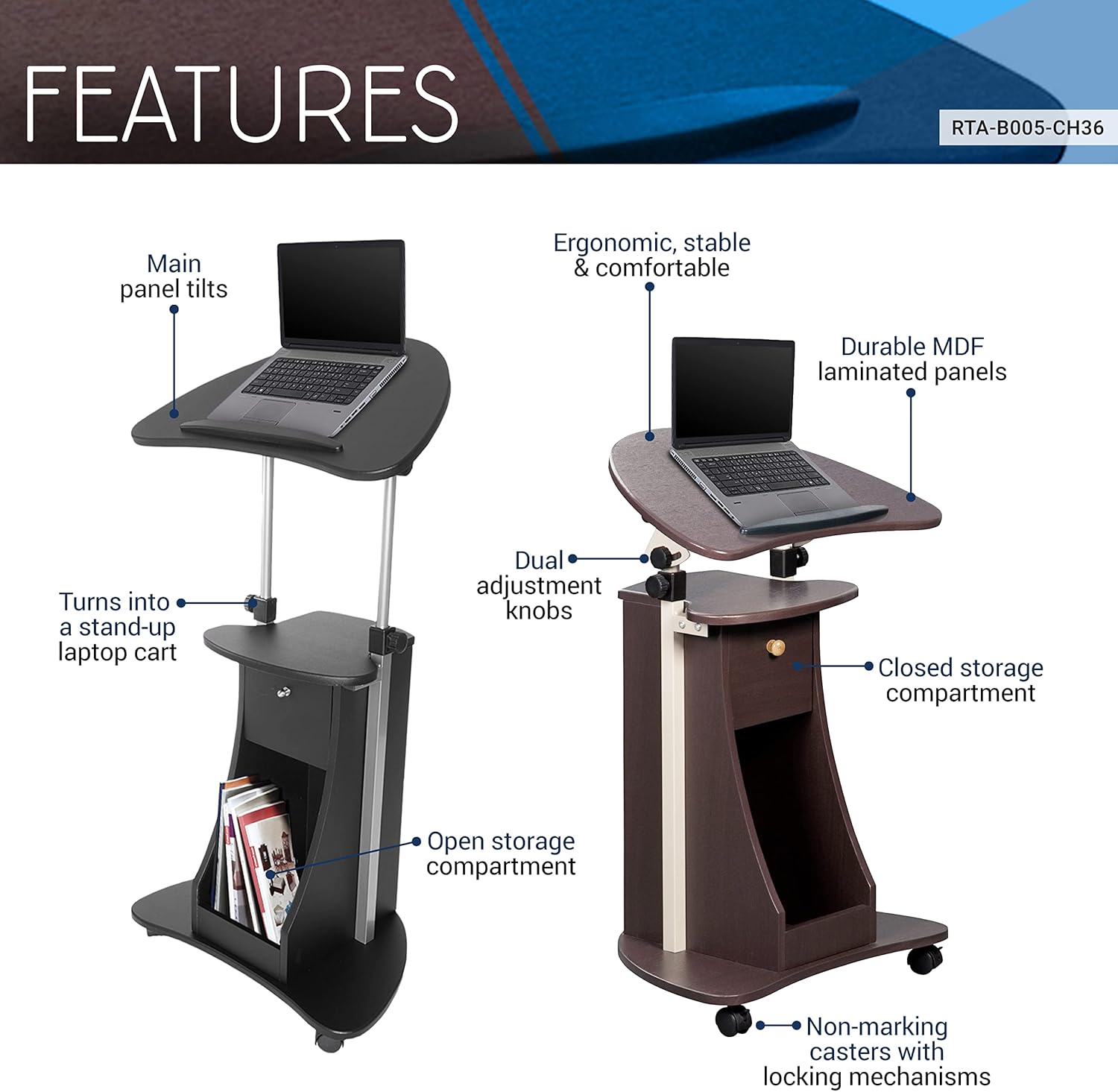 Adjustable Laptop Cart with Storage