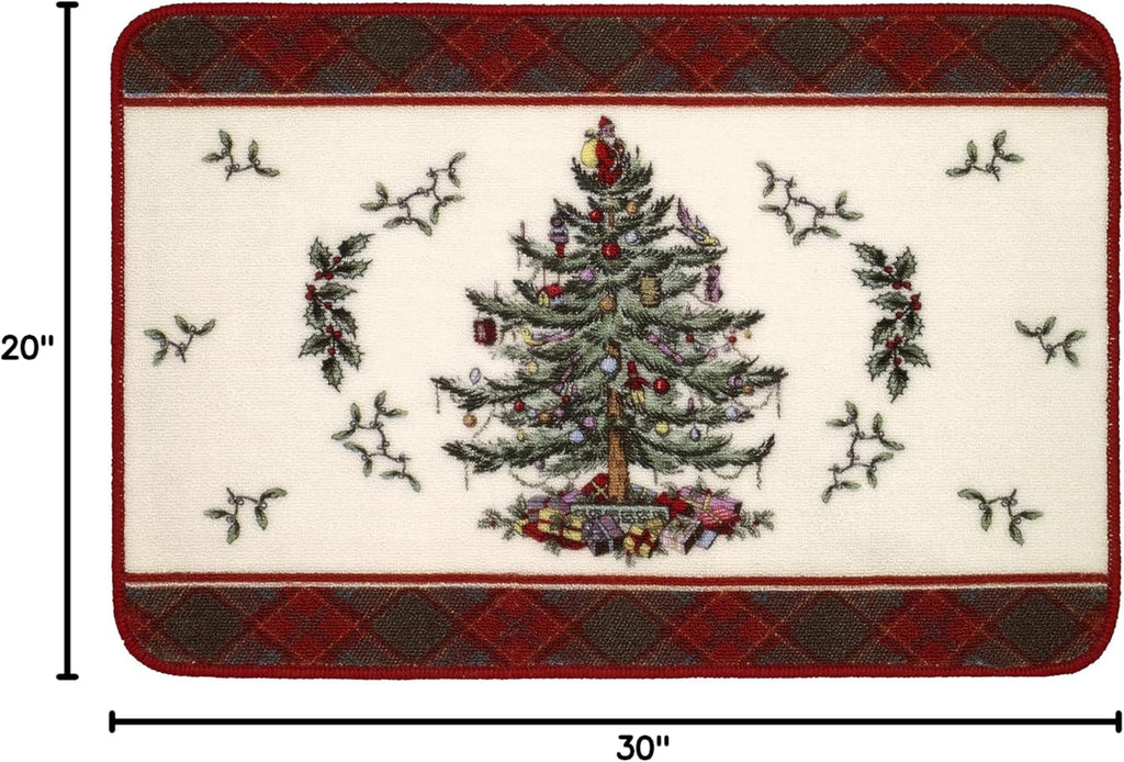 Christmas Tree Tartan Cotton Bath Mat