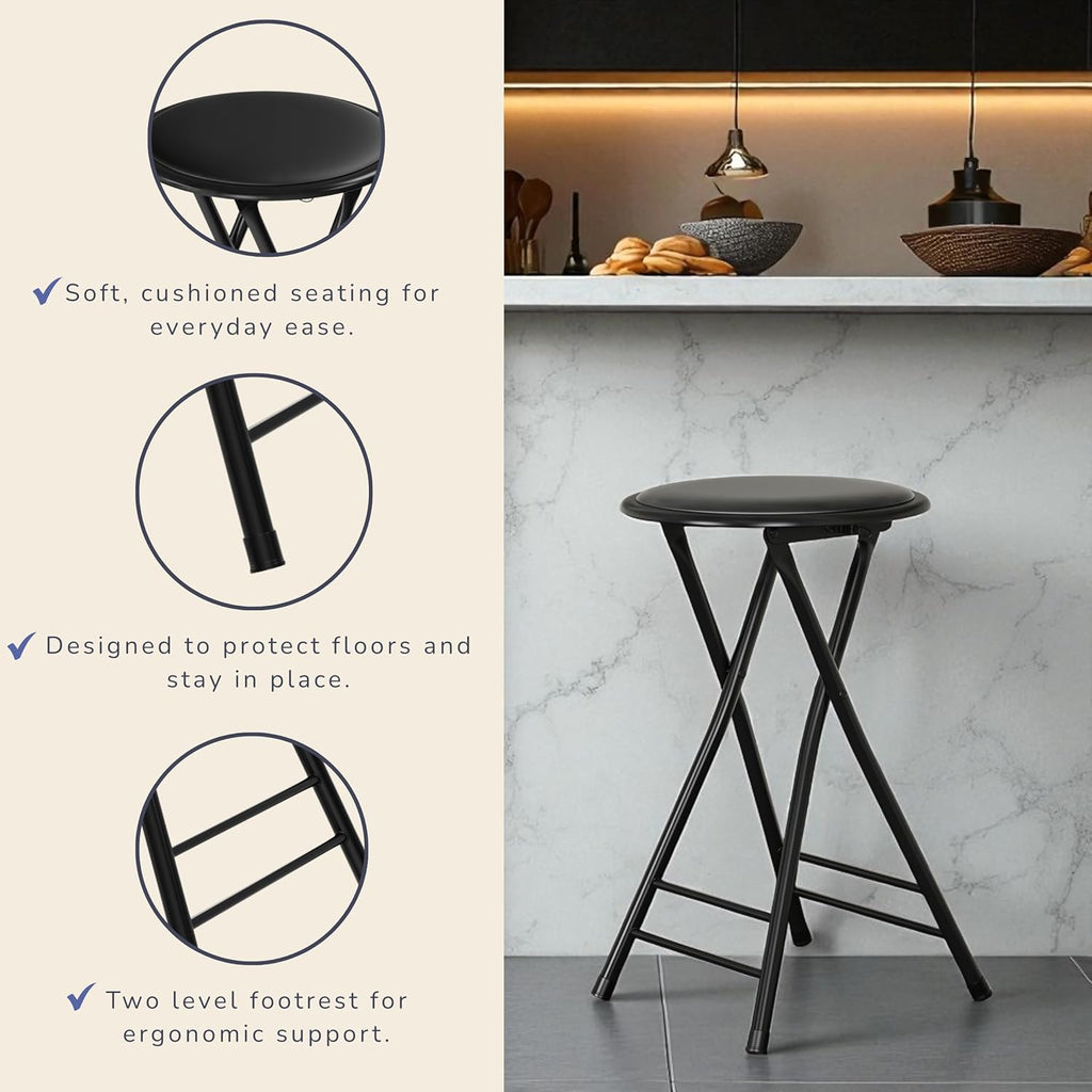 24-Inch Black Folding Stool