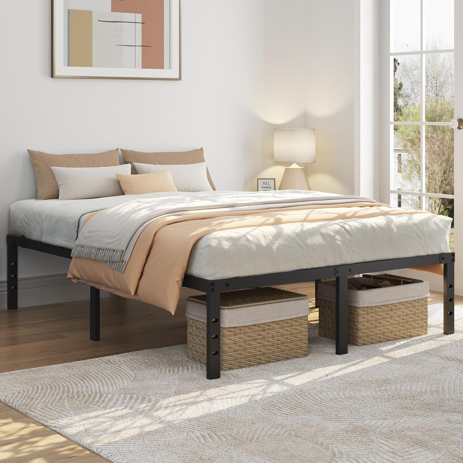 Queen Metal Bed Frame with Storage