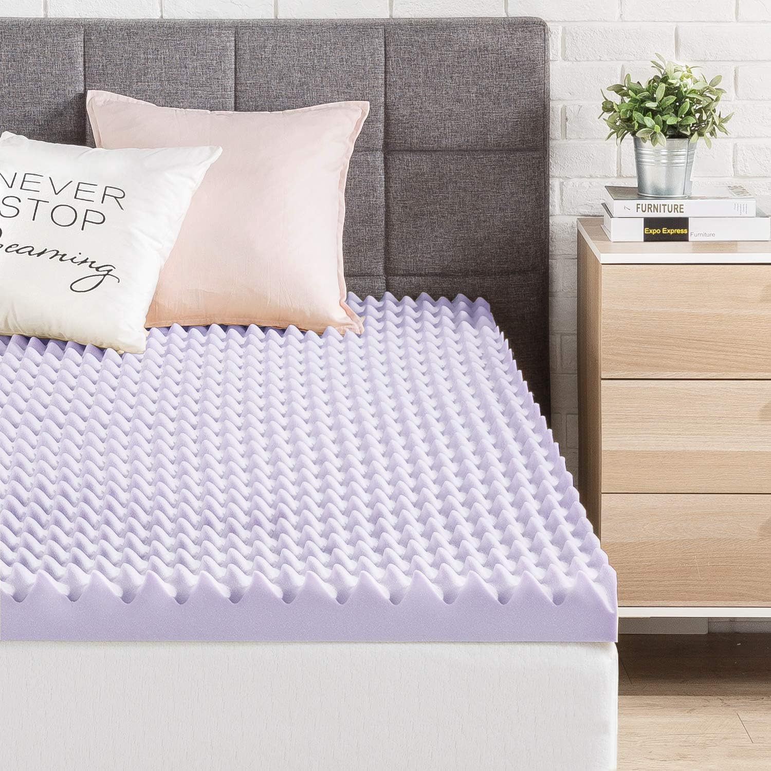 Twin Size 3" Memory Foam Mattress Topper with Lavender