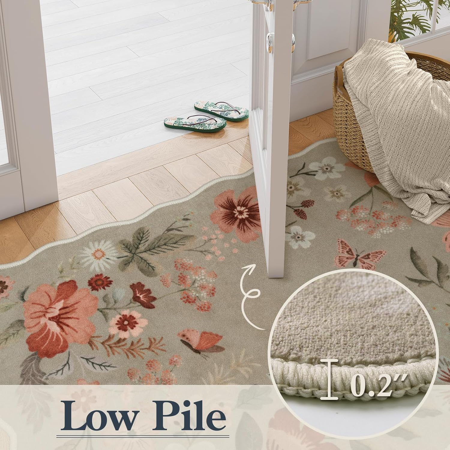 Small 2x3ft Floral Kitchen Rug