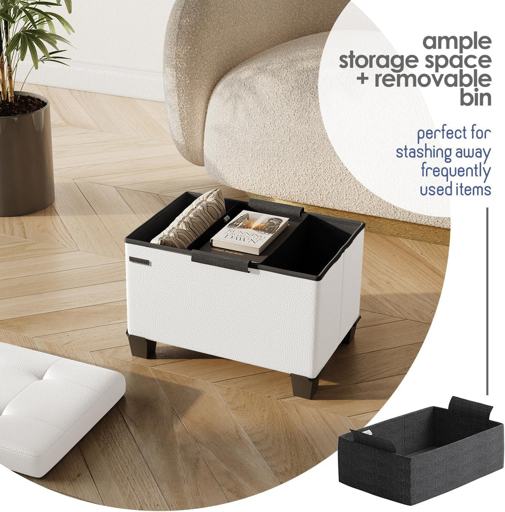 Storage Ottoman Cube with Small Bin