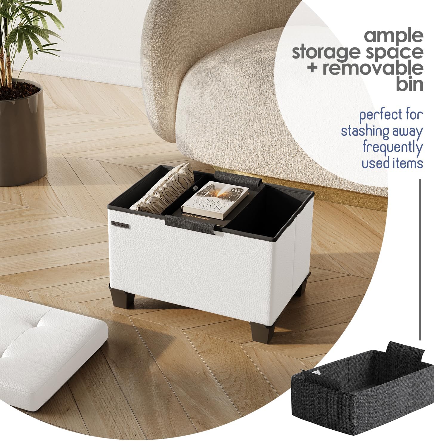 Storage Ottoman Cube with Small Bin