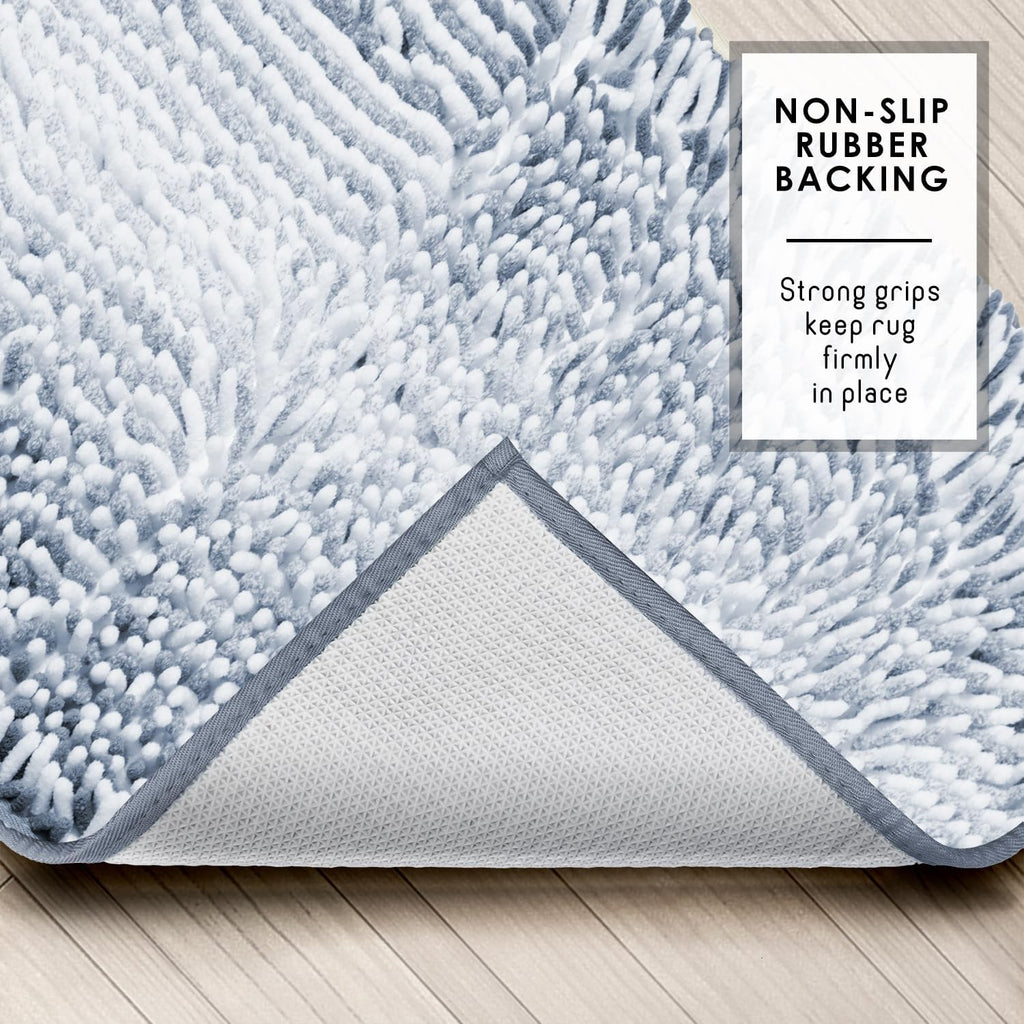 Ombre Blue Bathroom Rugs Set 17"x24" + 20"x32"