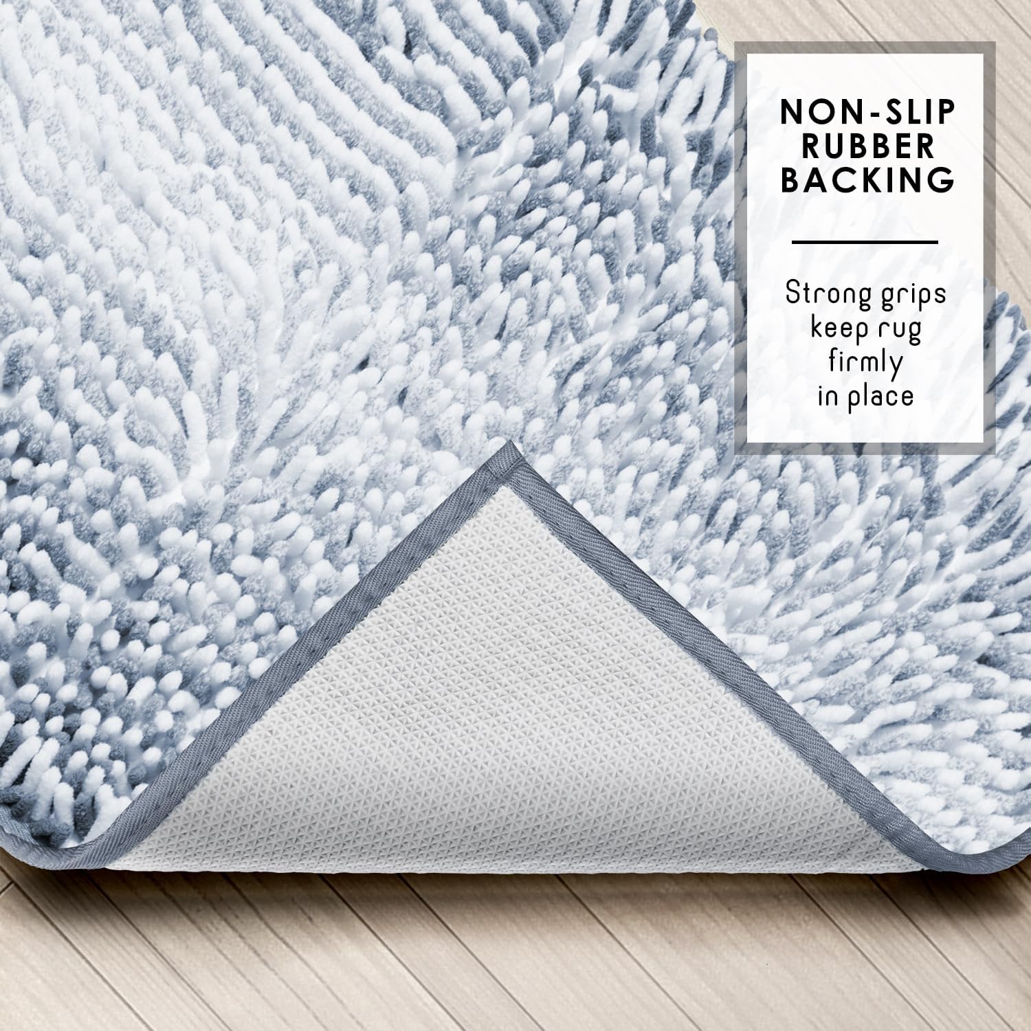 Ombre Blue Bathroom Rugs Set 17"x24" + 20"x32"