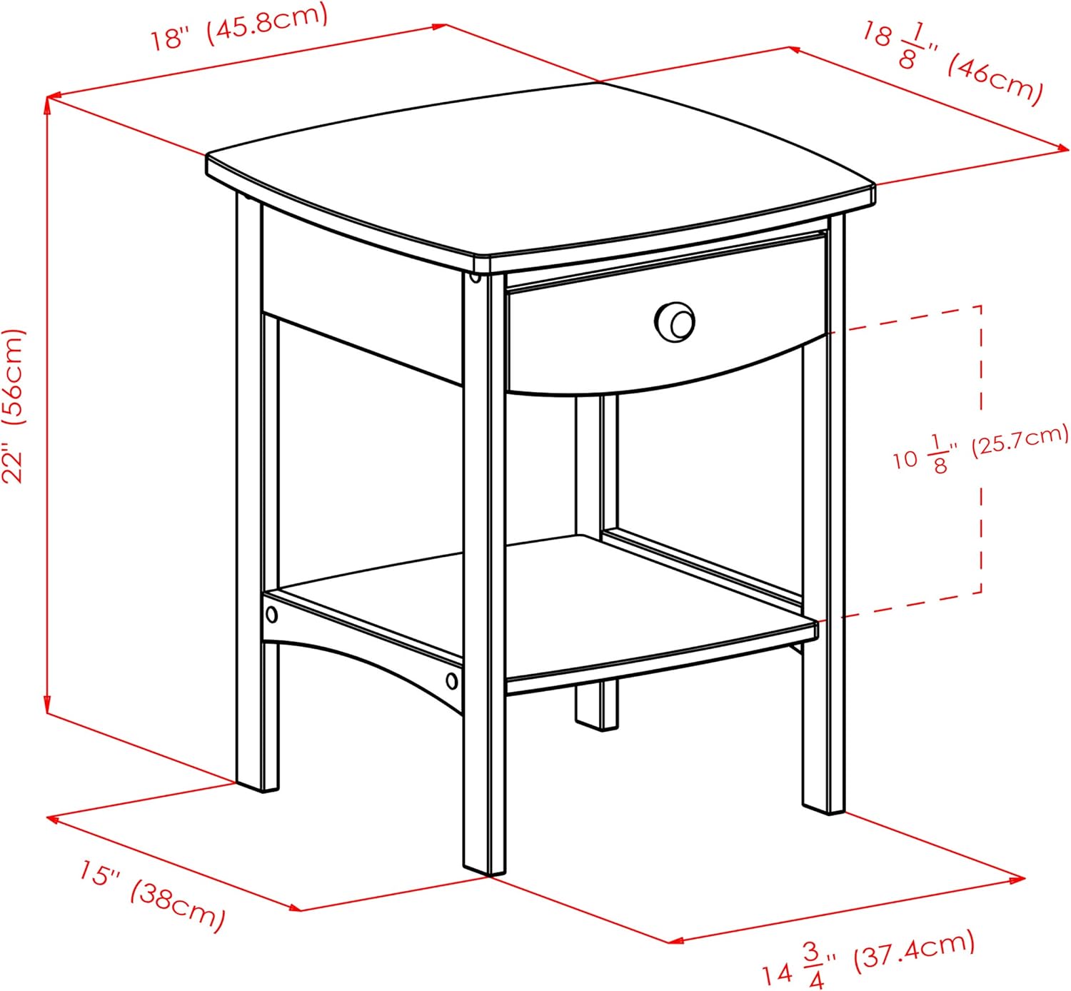 White Accent Table with Drawer and Shelf