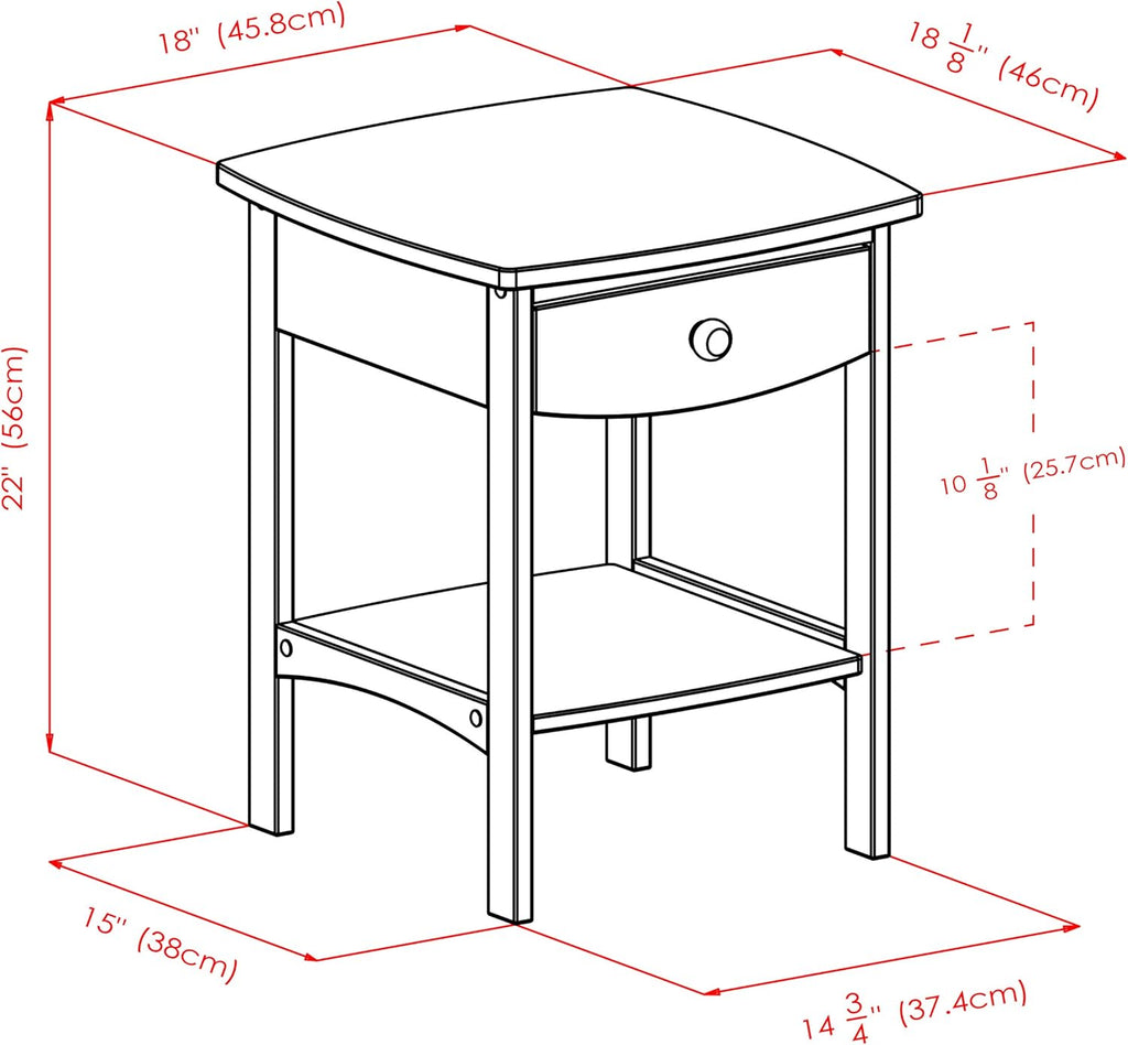 White Accent Table with Drawer and Shelf