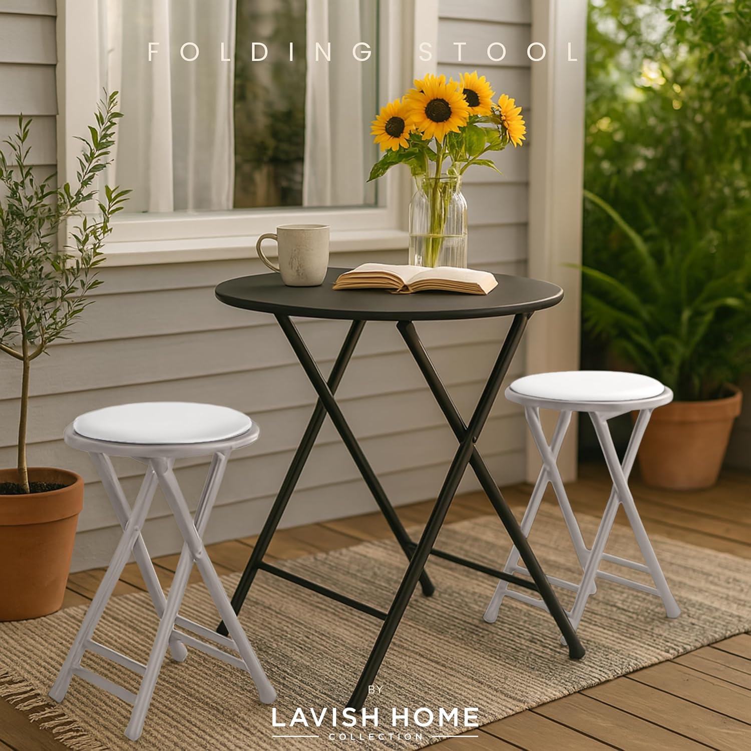 Set of 2 Backless Folding Bar Stools