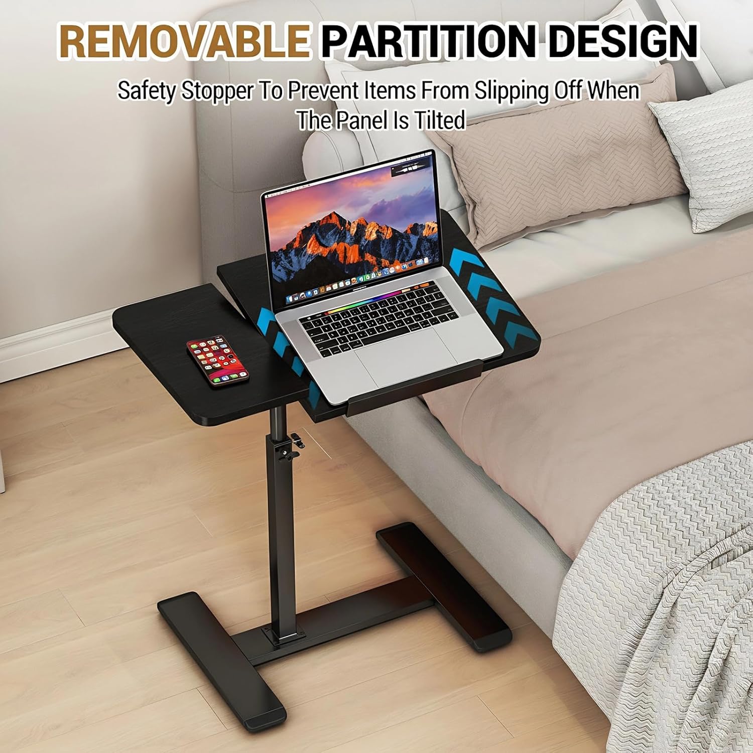 Height Adjustable Overbed Table with Wheels