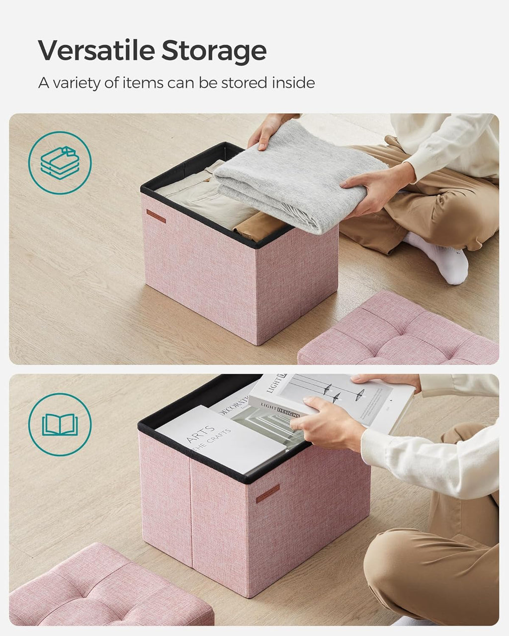 Small Folding Storage Ottoman 12.2"x16.1"