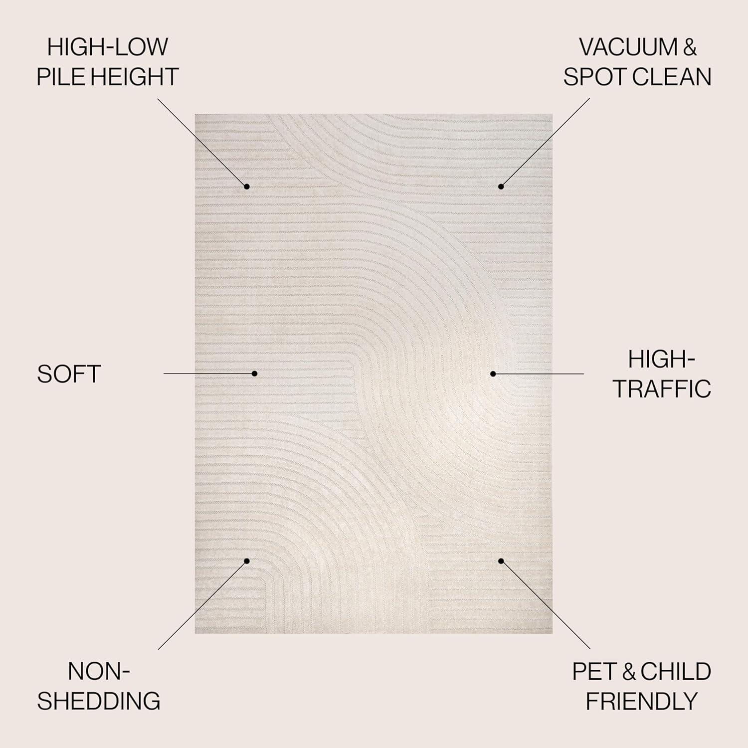 Ivory/Cream Indoor/Outdoor Area Rug 3'x5'