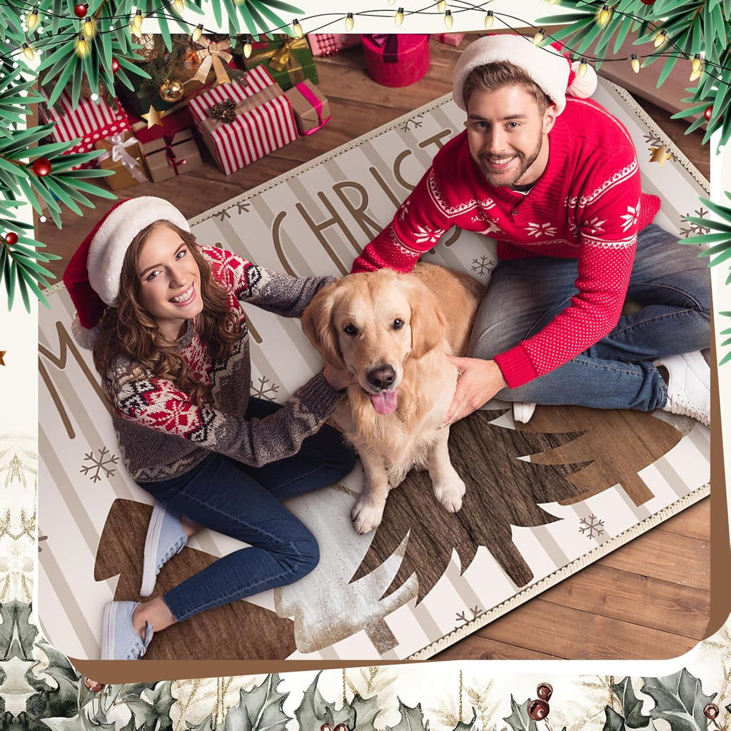 5x7ft Brown Christmas Area Rug
