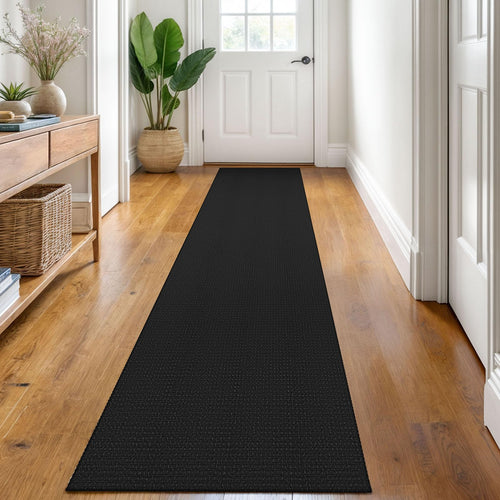 2x8 ft Washable Hallway Runner - Black/Dark Grey