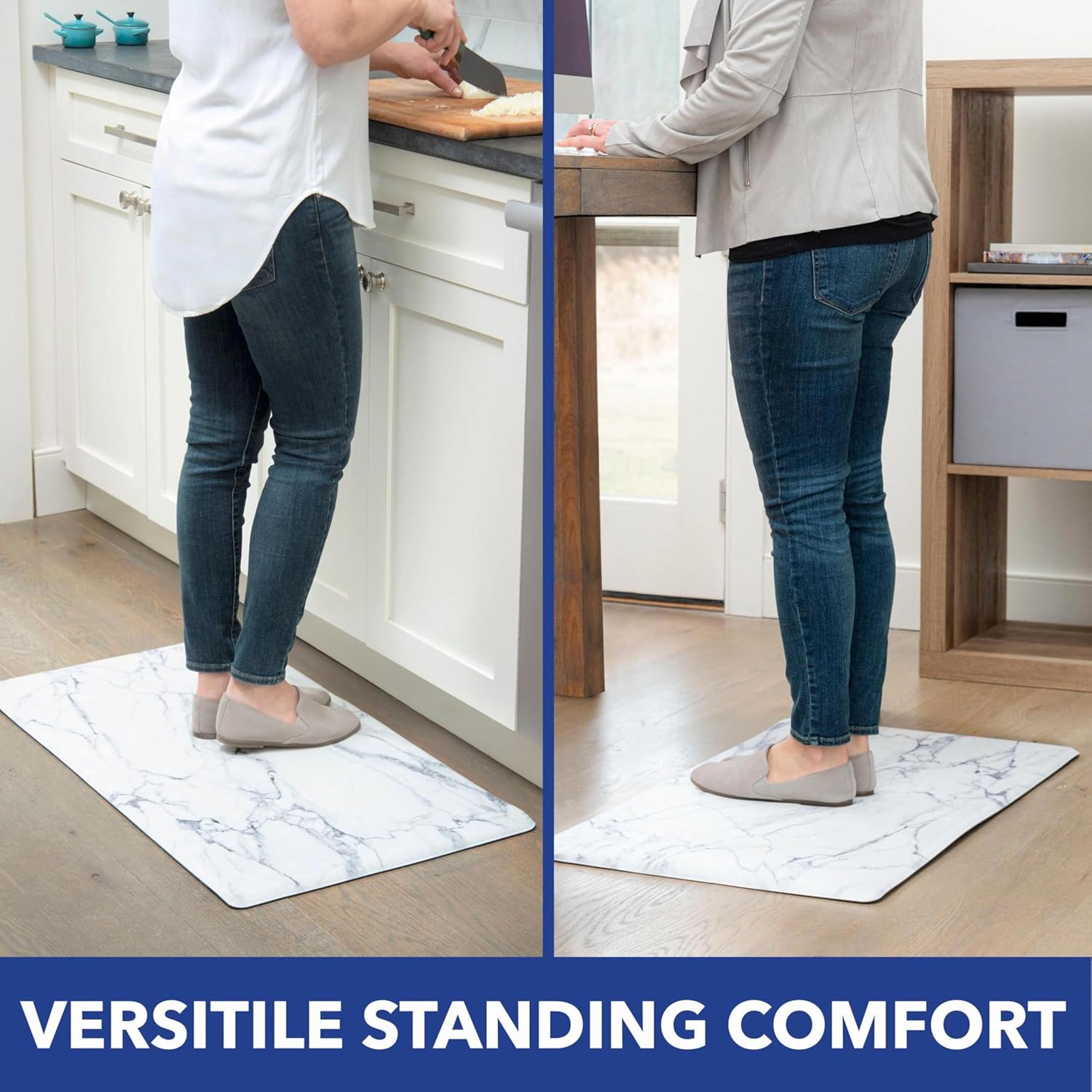 Marble White Anti Fatigue Kitchen Mat 18"x30"