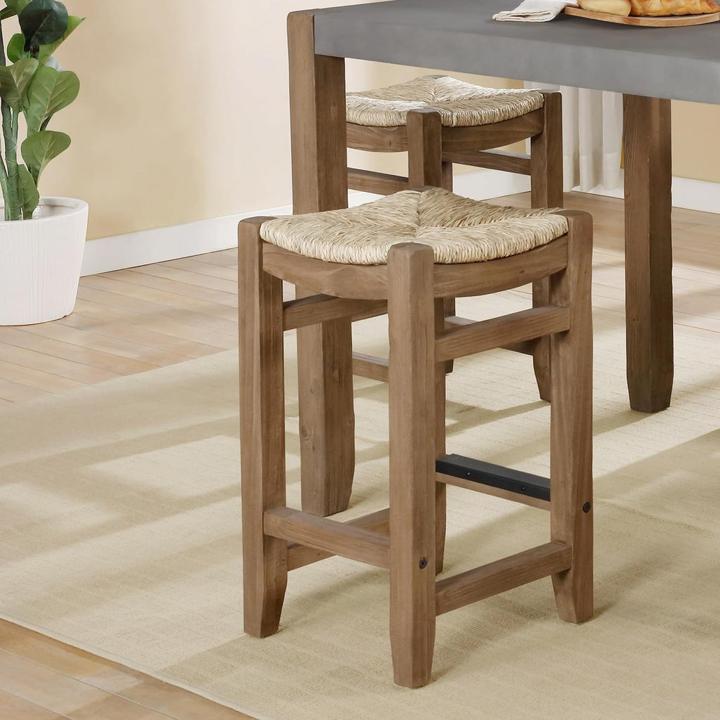 26-Inch Counter Height Stool with Seagrass Seat