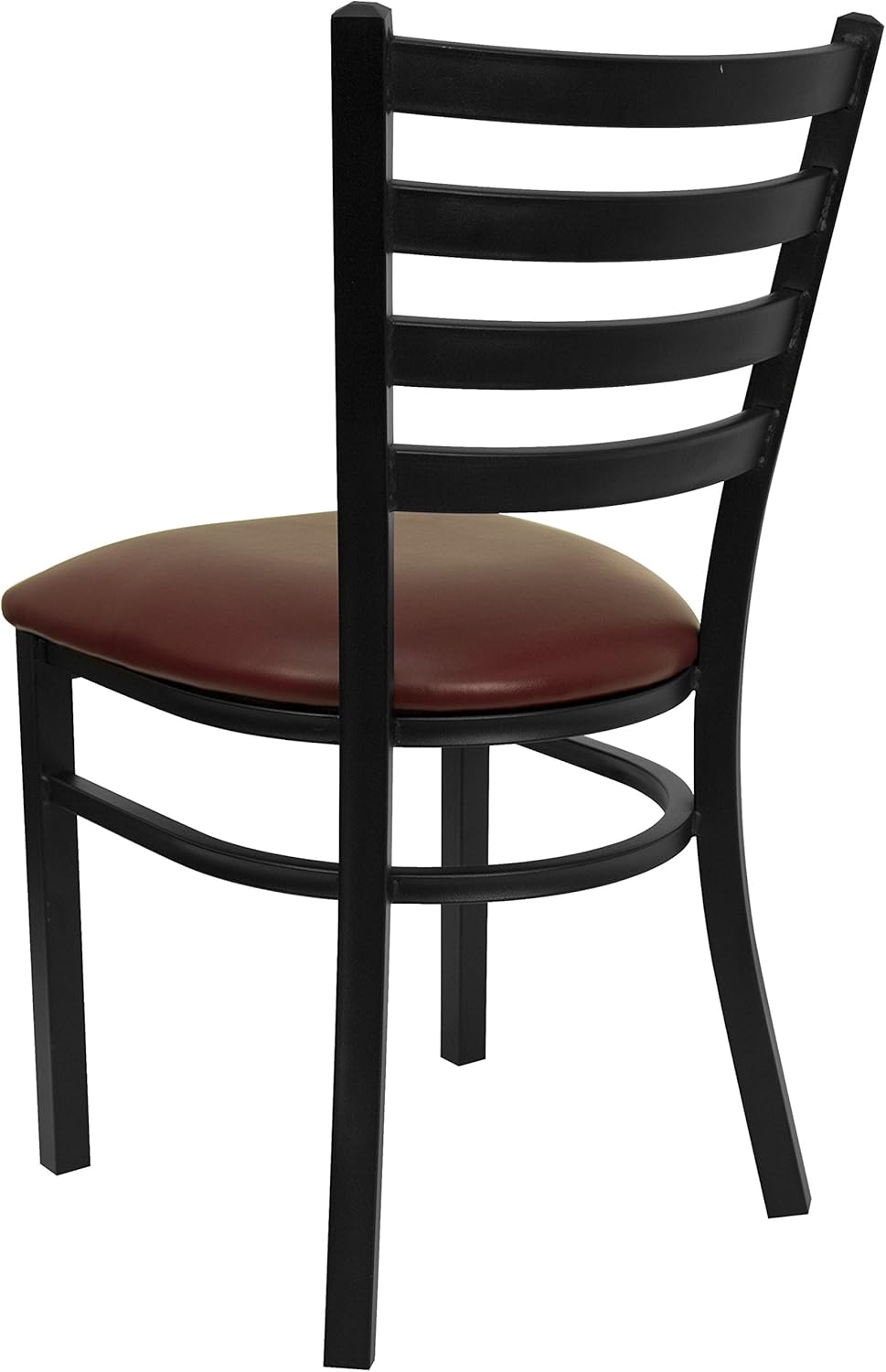 Black Metal Chair with Burgundy Vinyl Seat