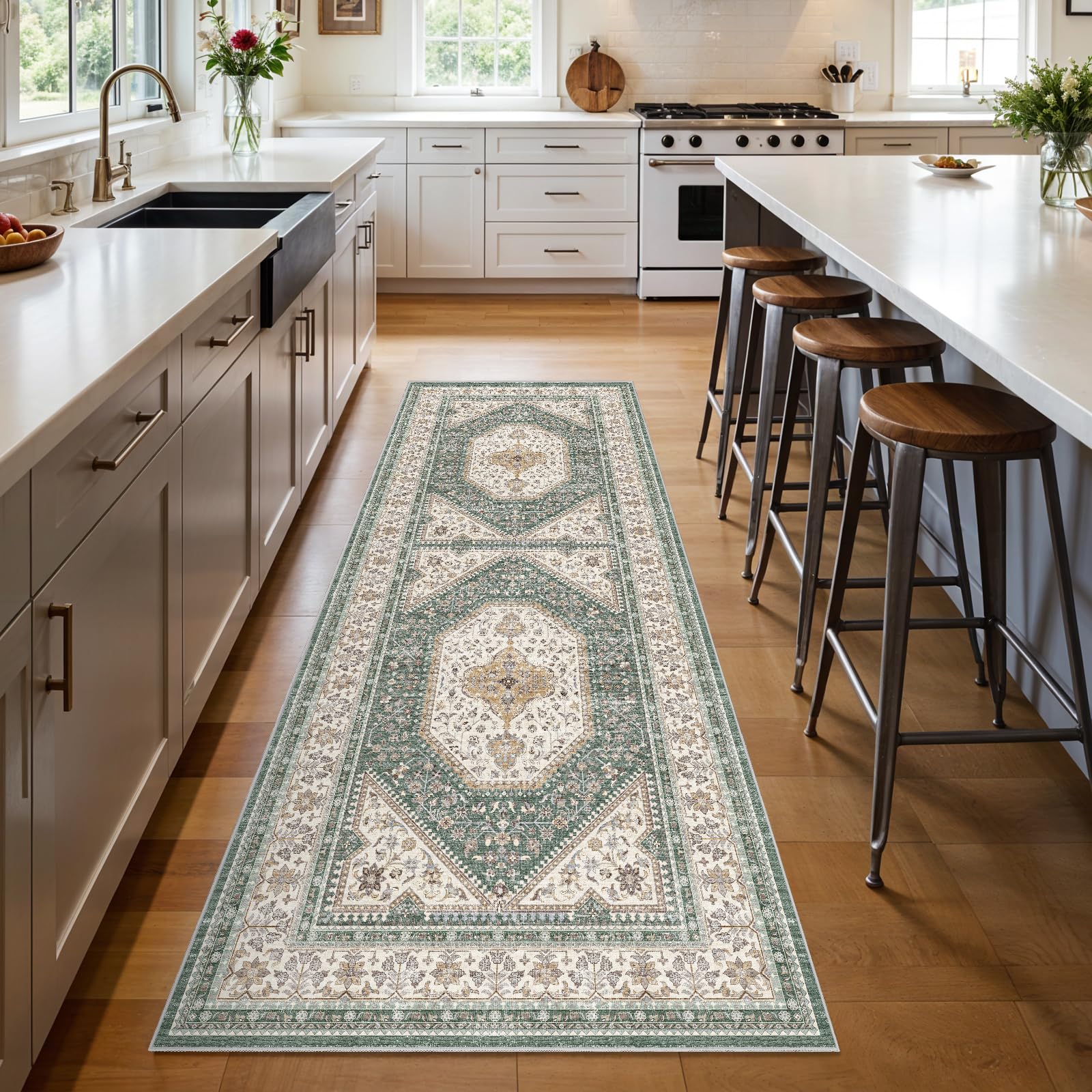 3x8 Vintage Runner Rug with Non-Slip Backing