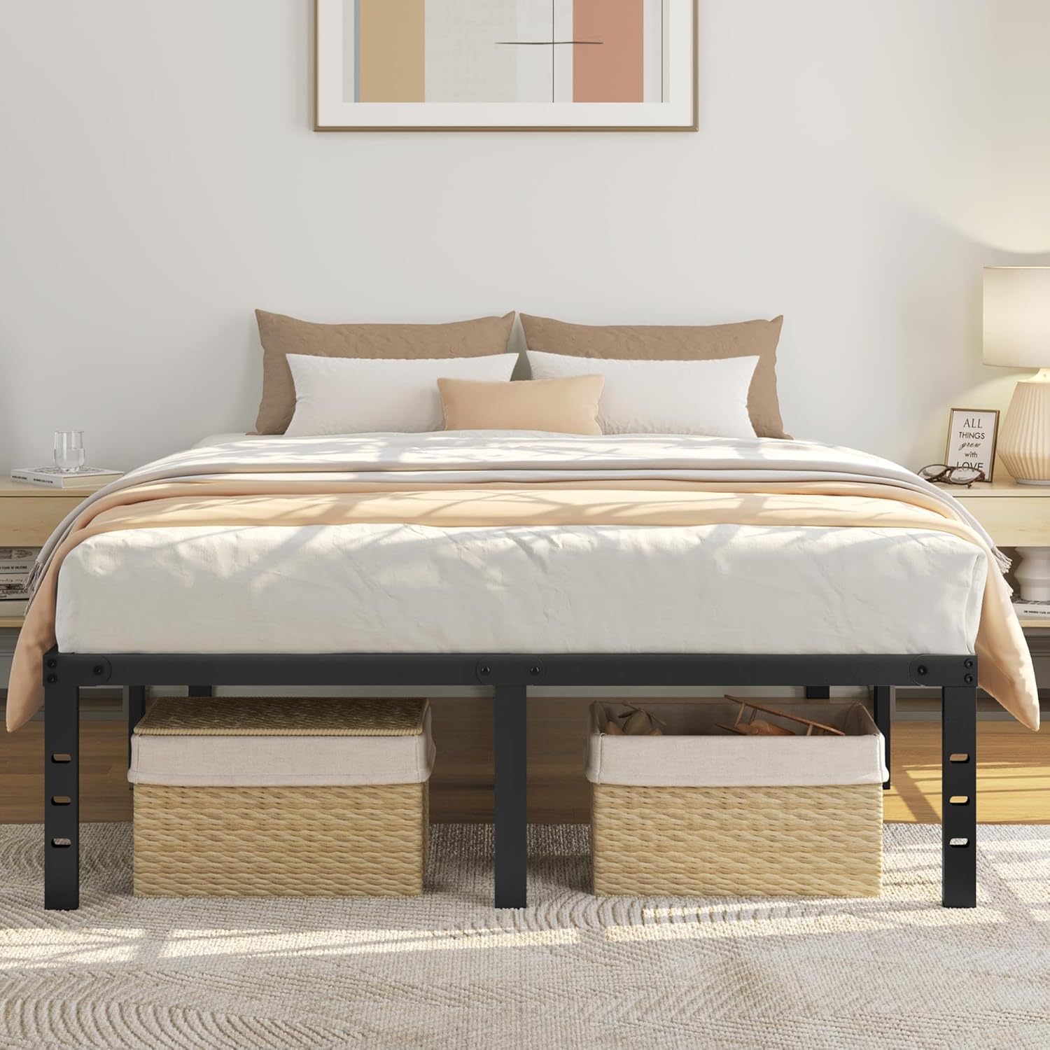 Queen Metal Bed Frame with Storage