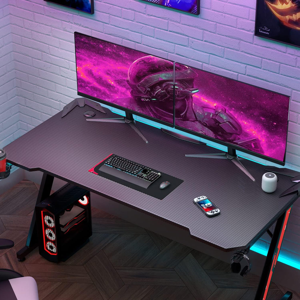 44" Gaming Desk with Cup Holder & Headphone Hook