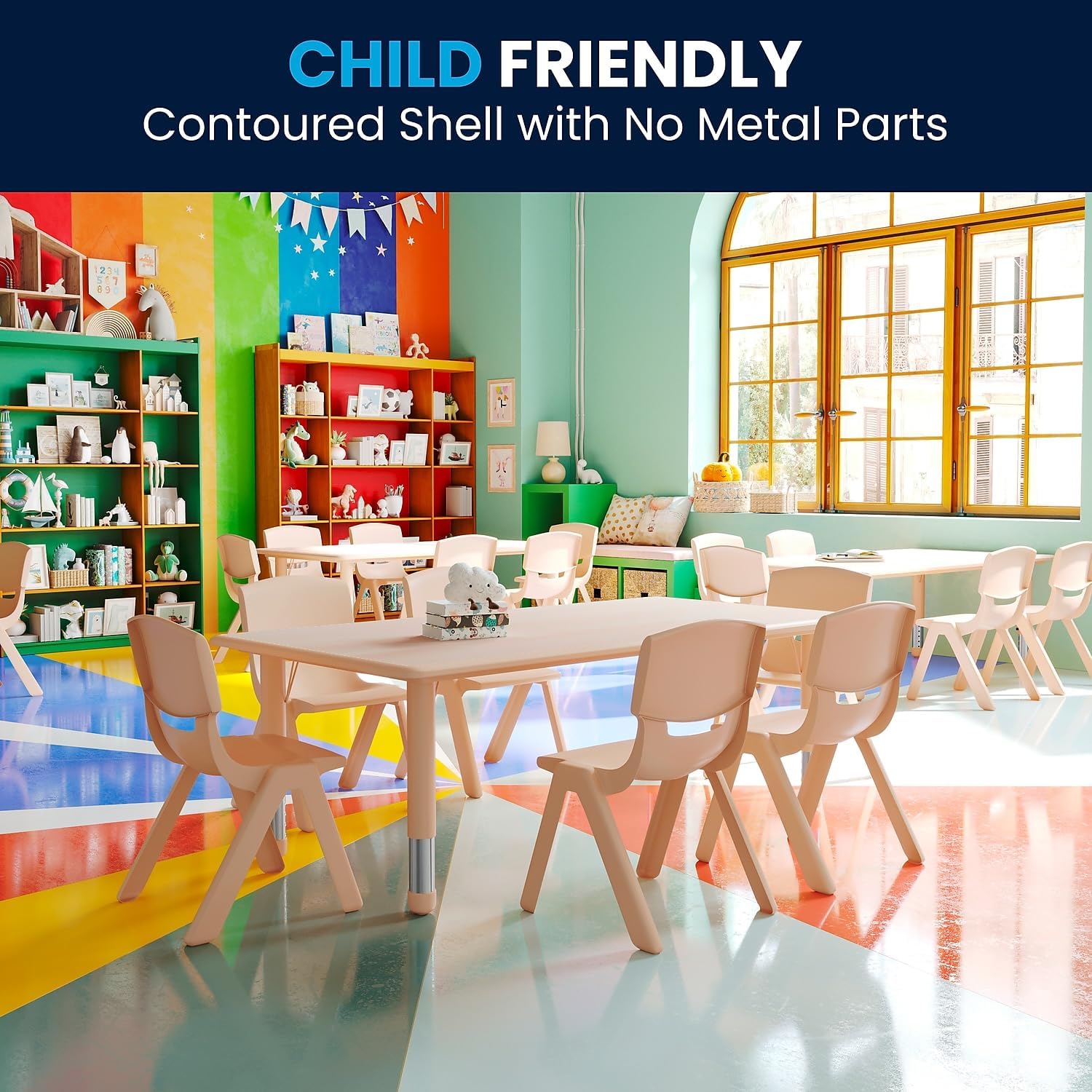 Classroom Activity Table with 6 Chairs 23.625"W x 47.25"L