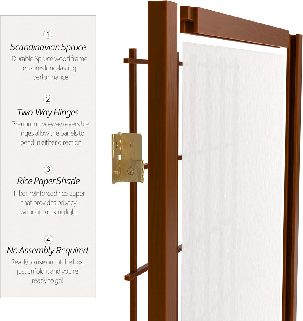 4 ft Shoji Screen - Walnut - 5 Panels
