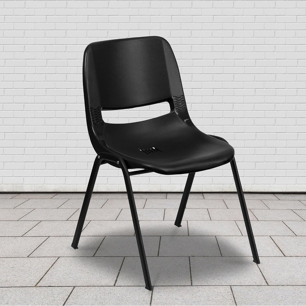 Kid's Black Ergonomic Stack Chair 14" Seat Height