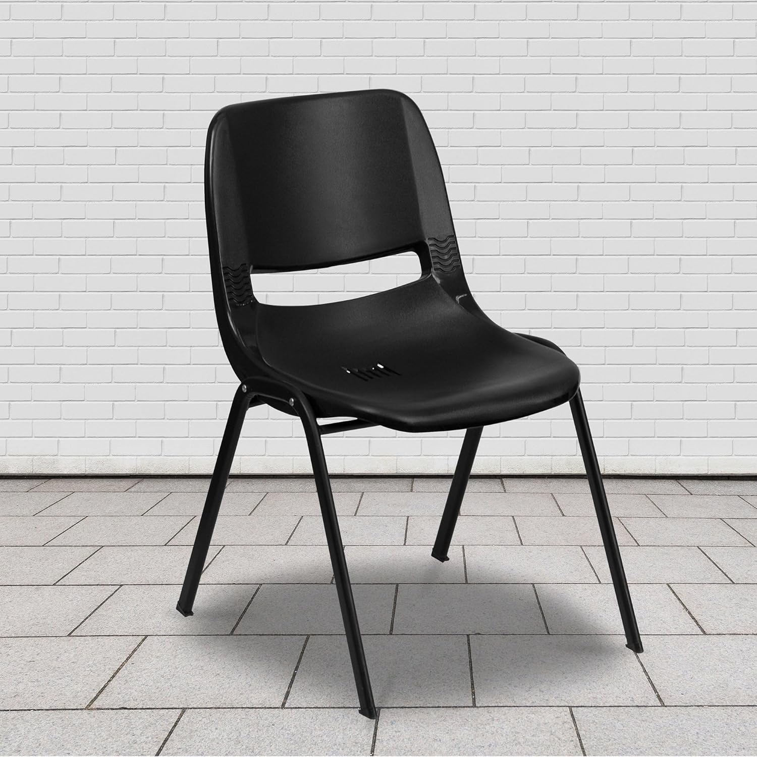 Kid's Black Ergonomic Stack Chair 14" Seat Height