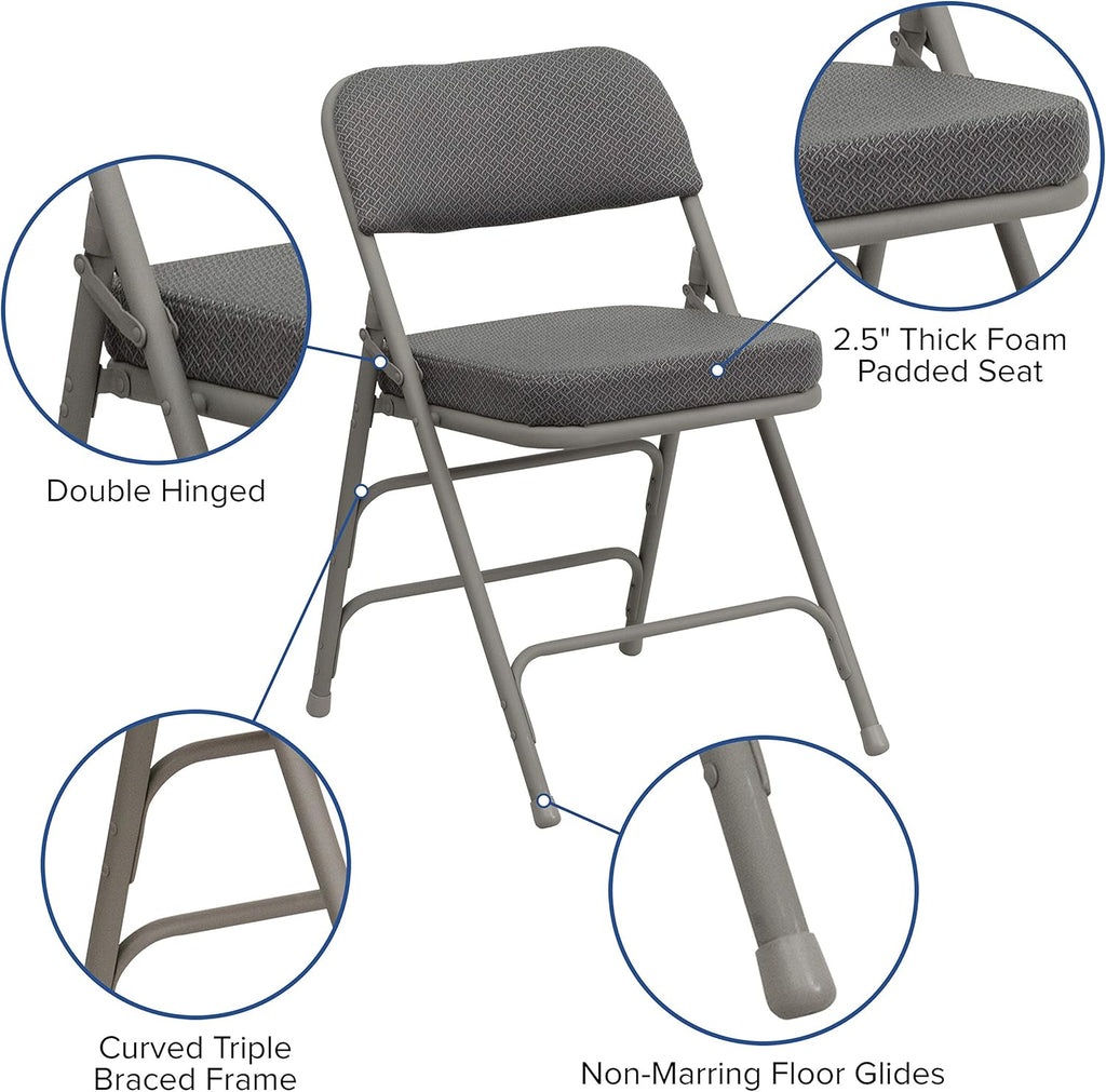 Set of 4 Metal Folding Chairs with Cushioned Seat