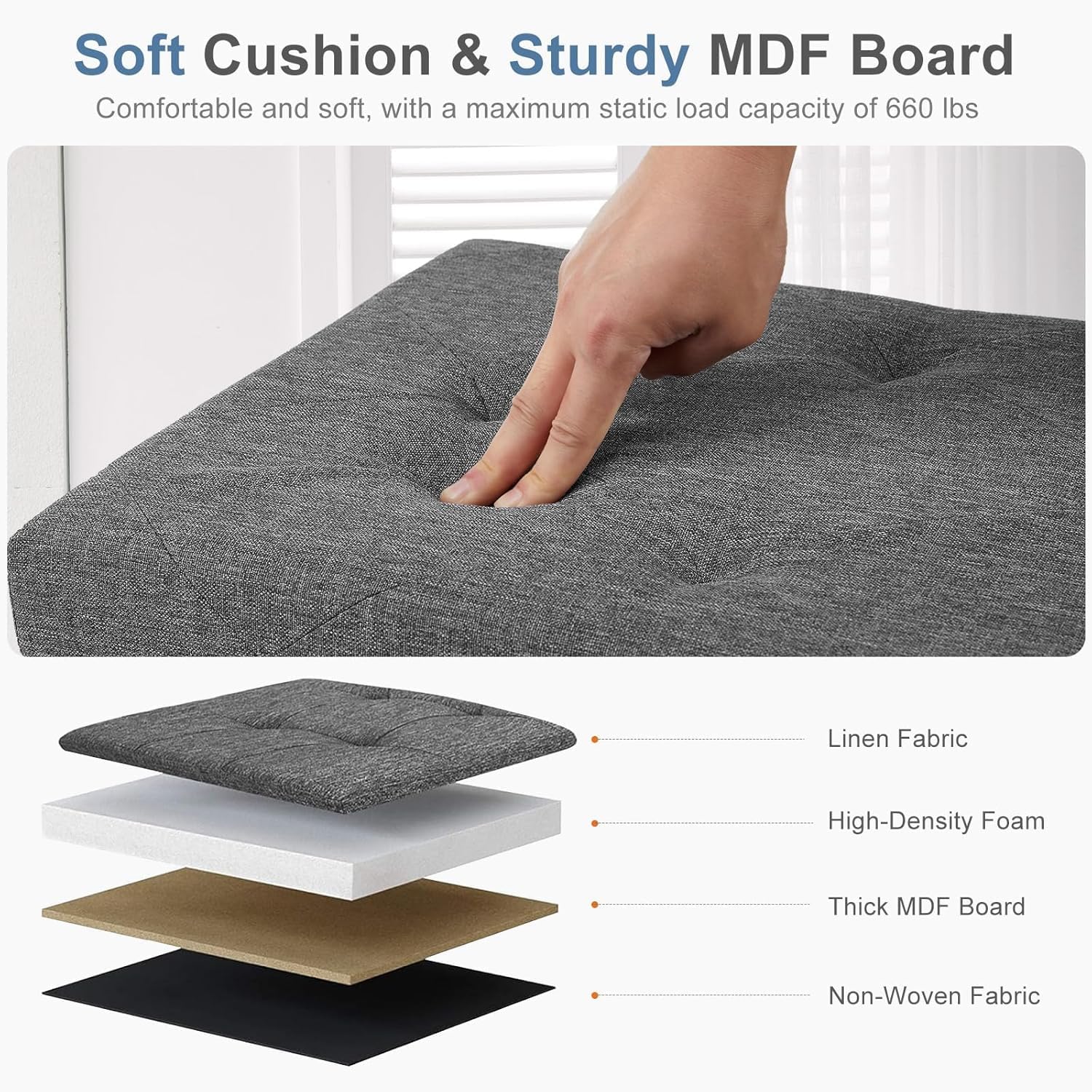 Large 43in Foldable Storage Ottoman