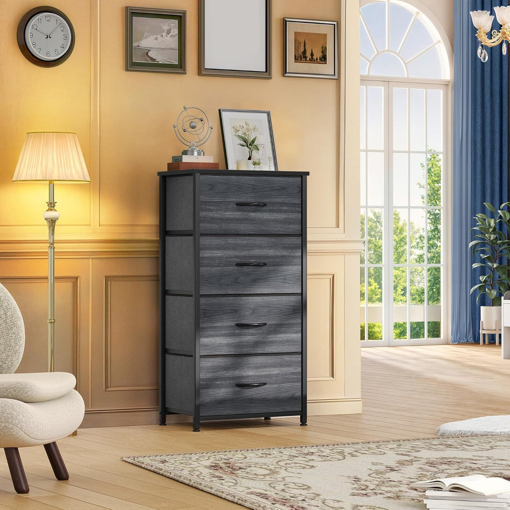 4-Drawer Fabric Dresser with Steel Frame
