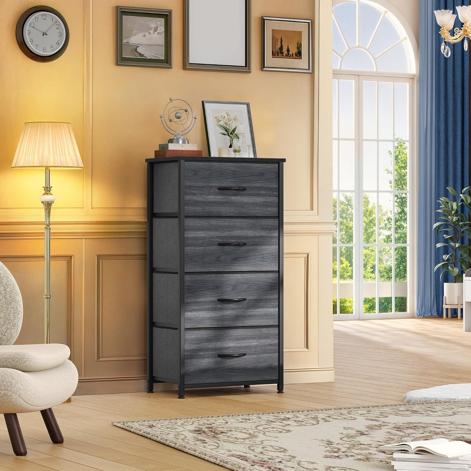 4-Drawer Fabric Dresser with Steel Frame