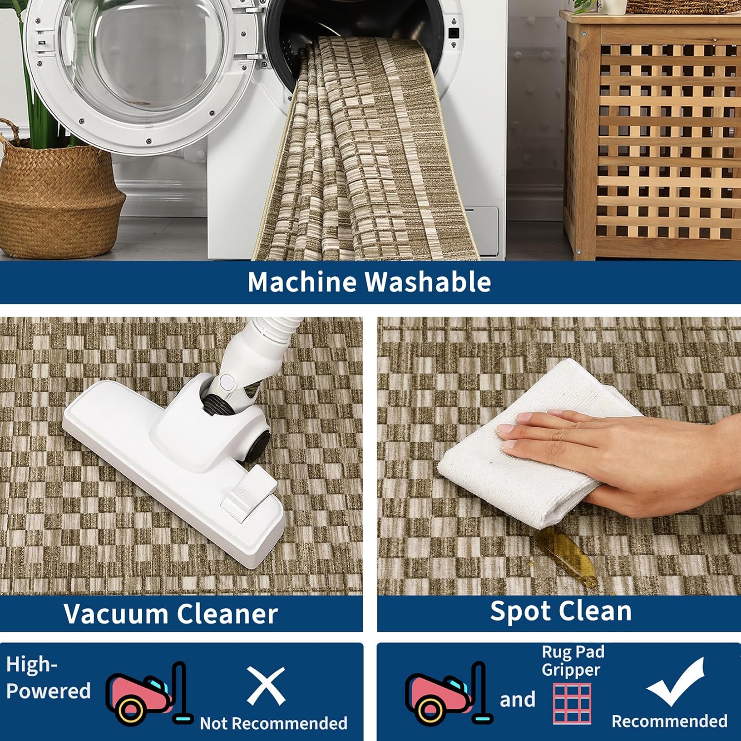 2x6 Checkered Runner Rug - Soft & Non-Slip