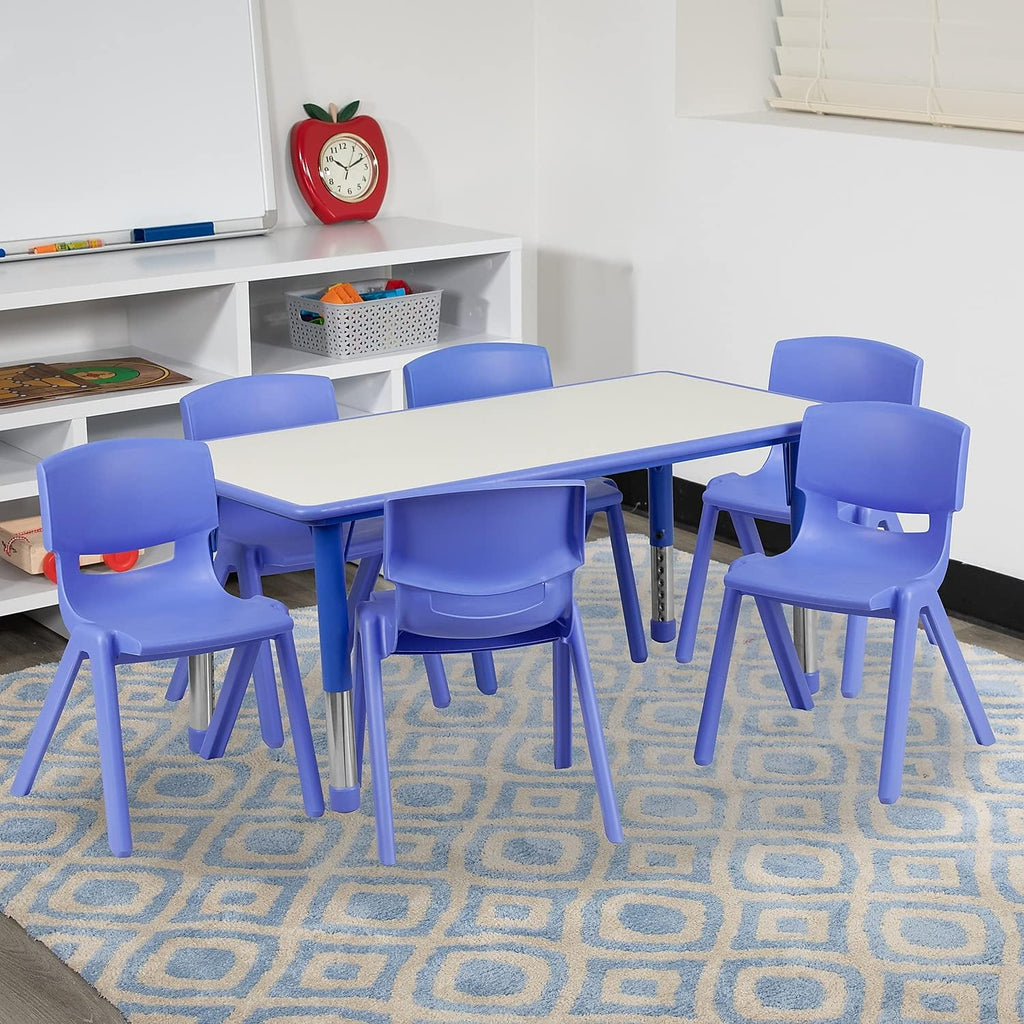 Adjustable Kids Activity Table with 6 Chairs