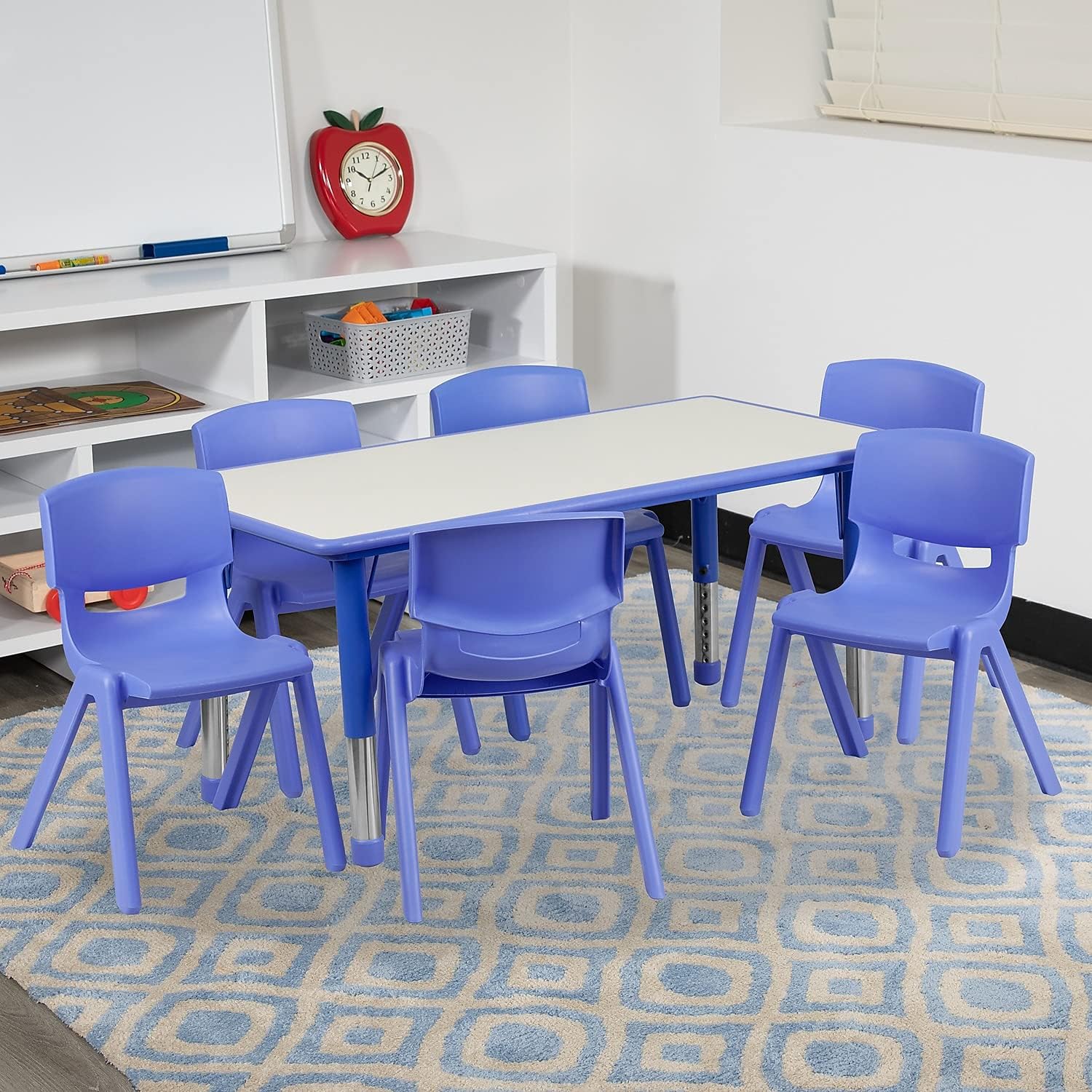 Adjustable Kids Activity Table with 6 Chairs