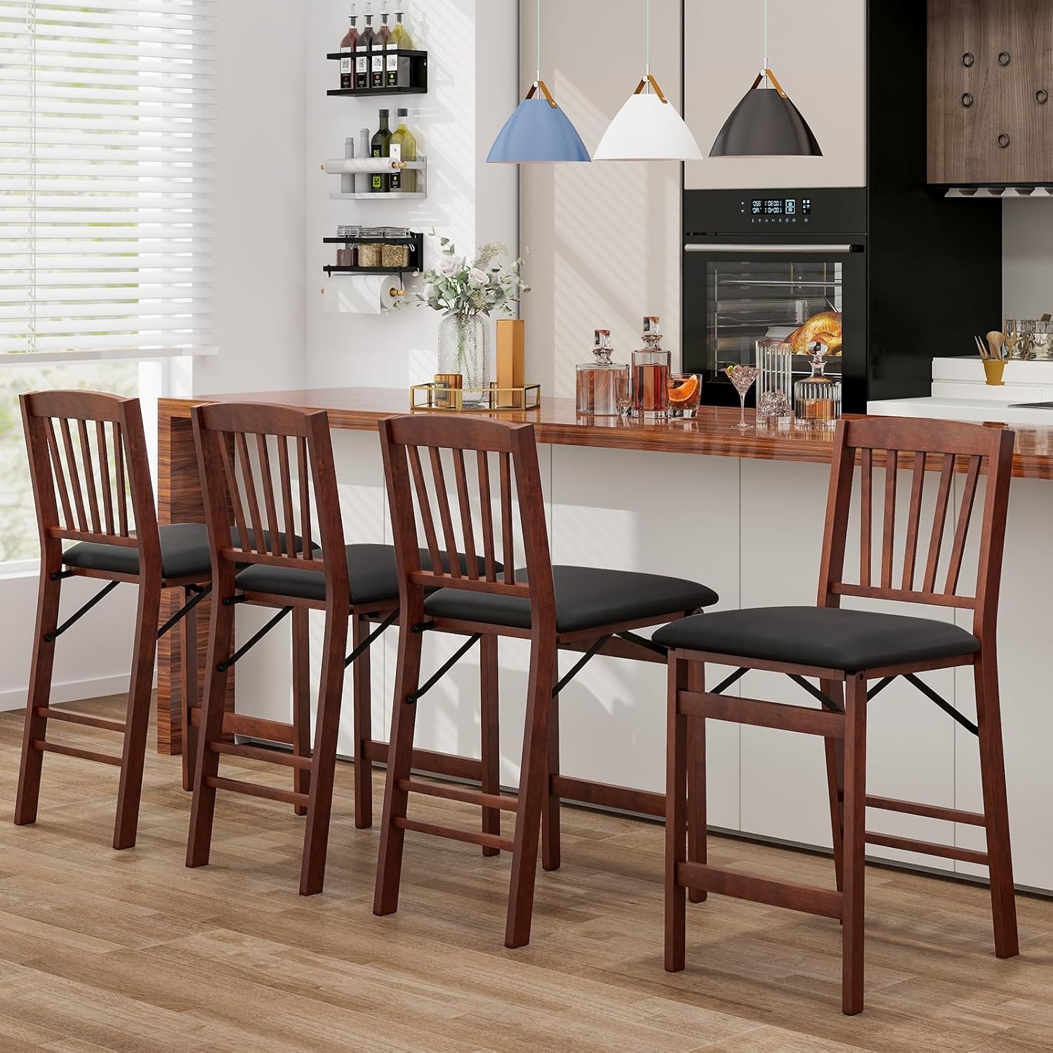 Set of 4 Folding Counter Height Bar Stools 24.5"