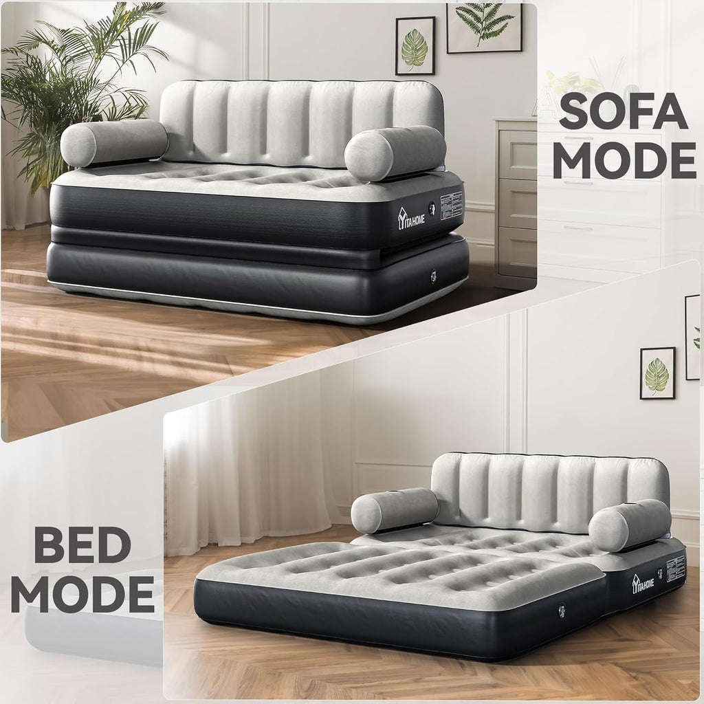 Queen Inflatable Sofa Bed with Headboard