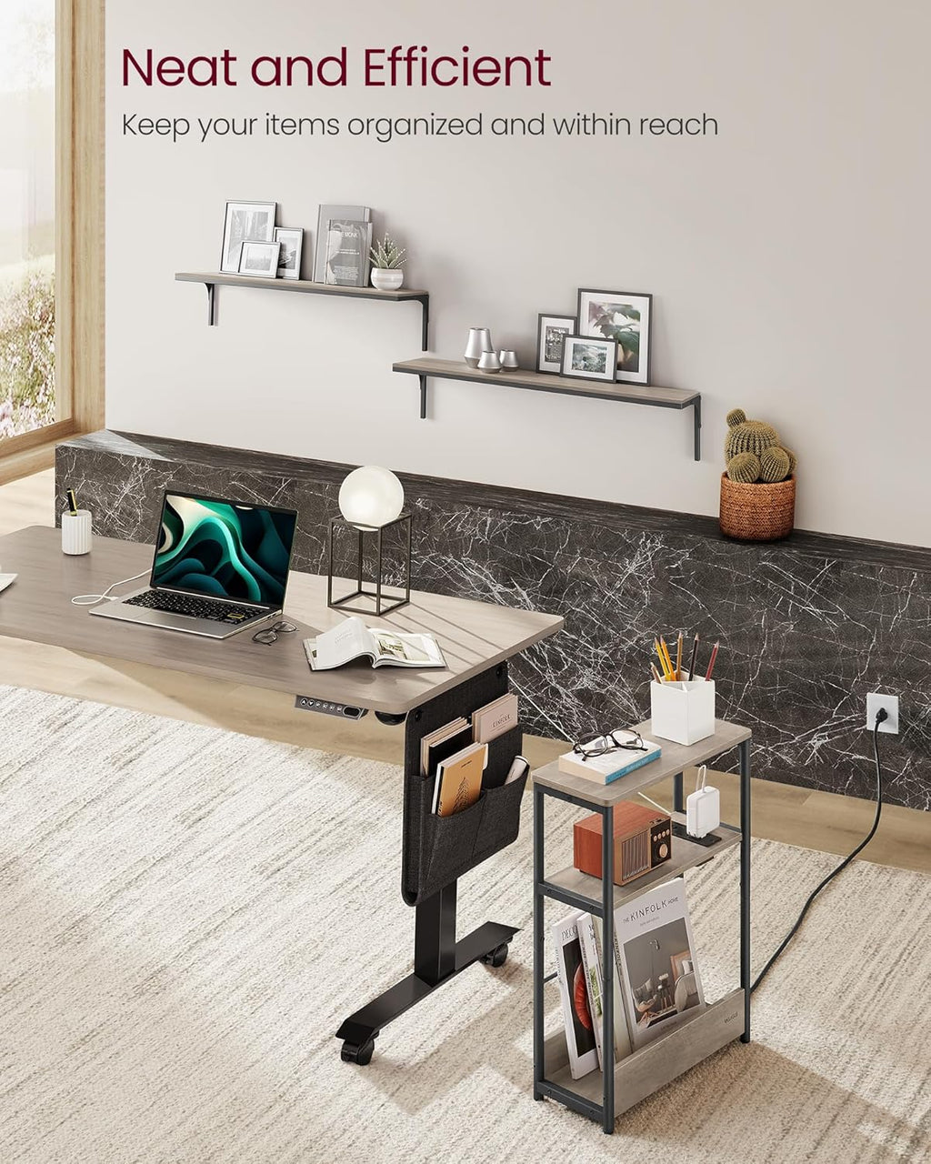 Small Side Table with Charging Station